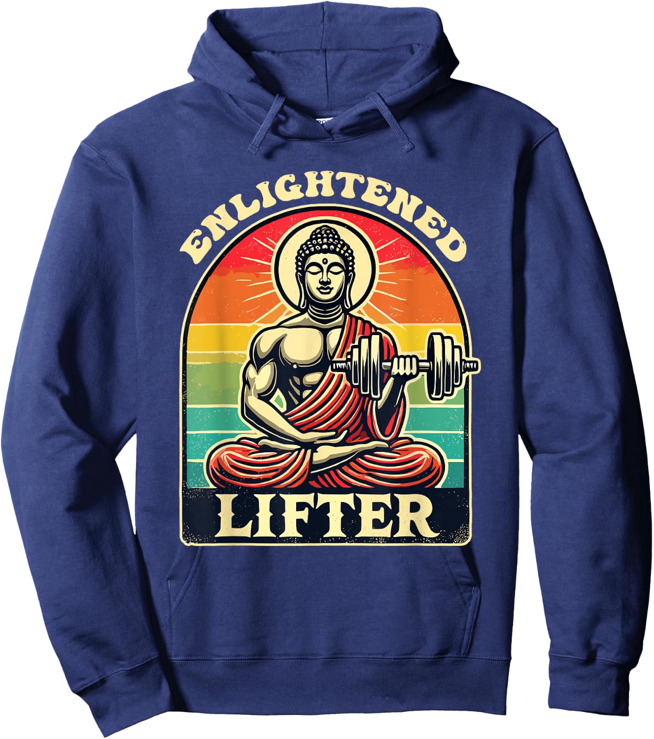 Enlightened Weightlifting Buddha Lifter Workout Gym Hoodie - Hoodie | Navy