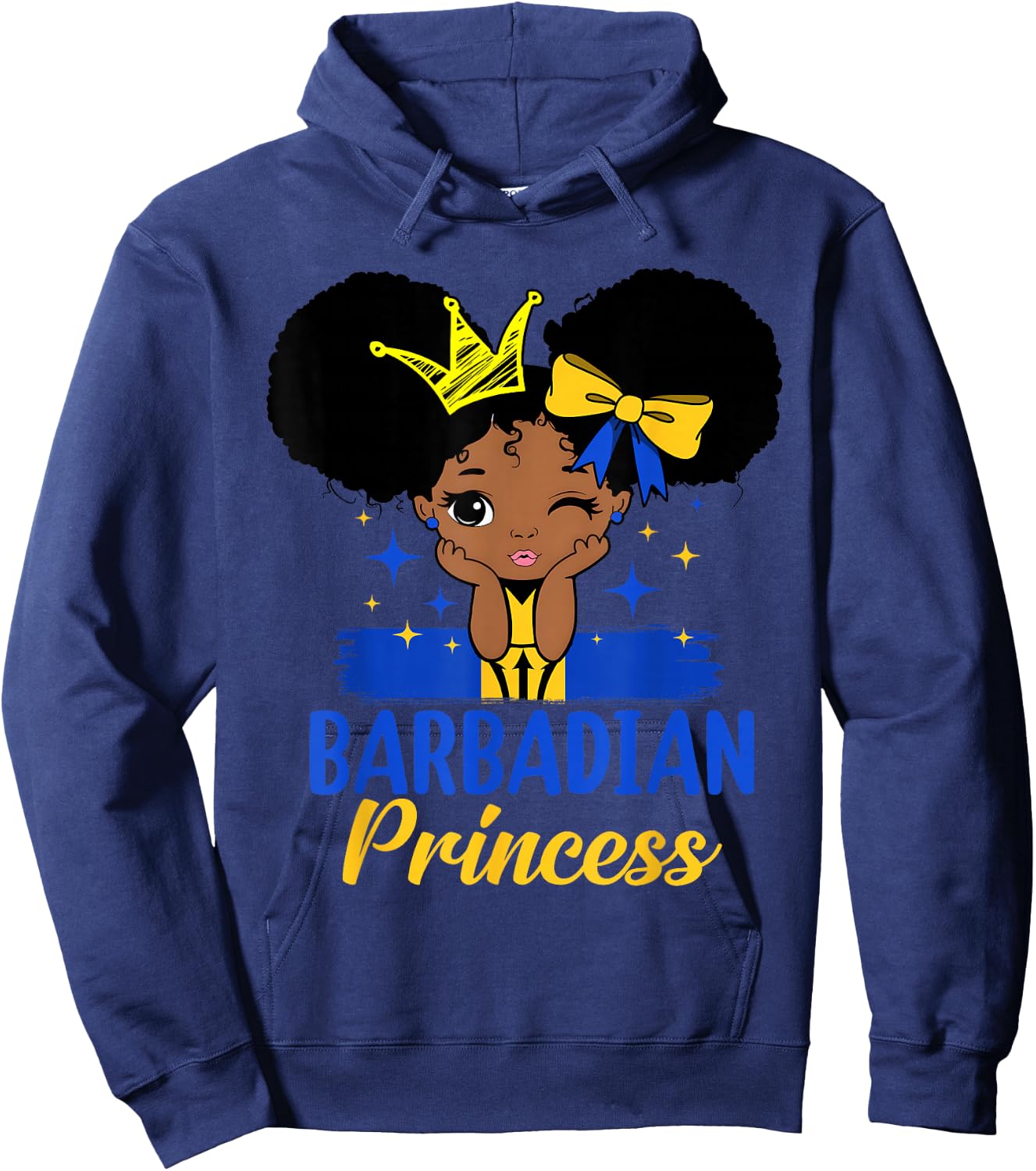 Barbadian Princess Barbados Girl Melanin Cute Barbadian Flag Hoodie - Hoodie | Navy