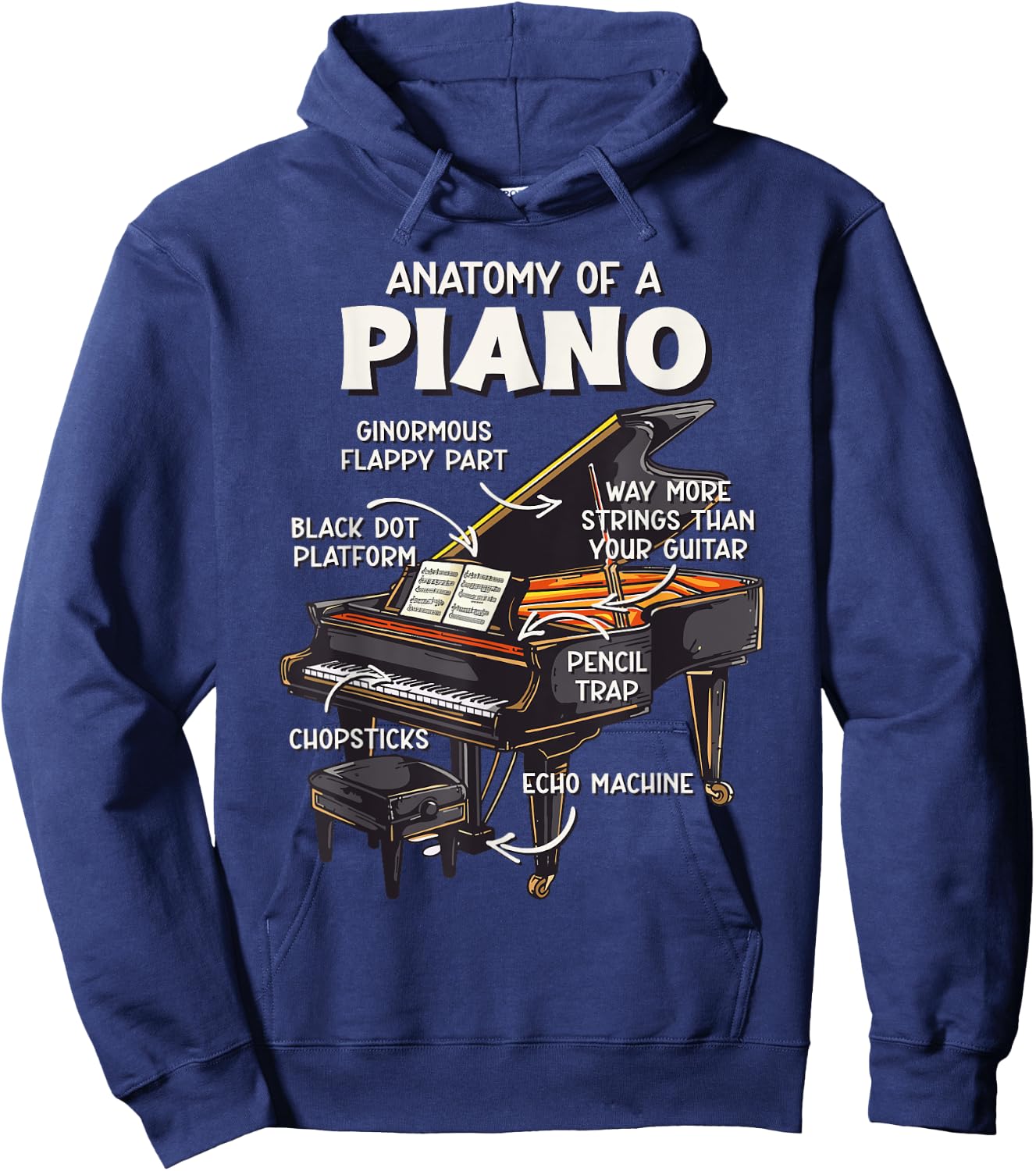 Funny Piano for Kids Hoodie - Hoodie | Navy