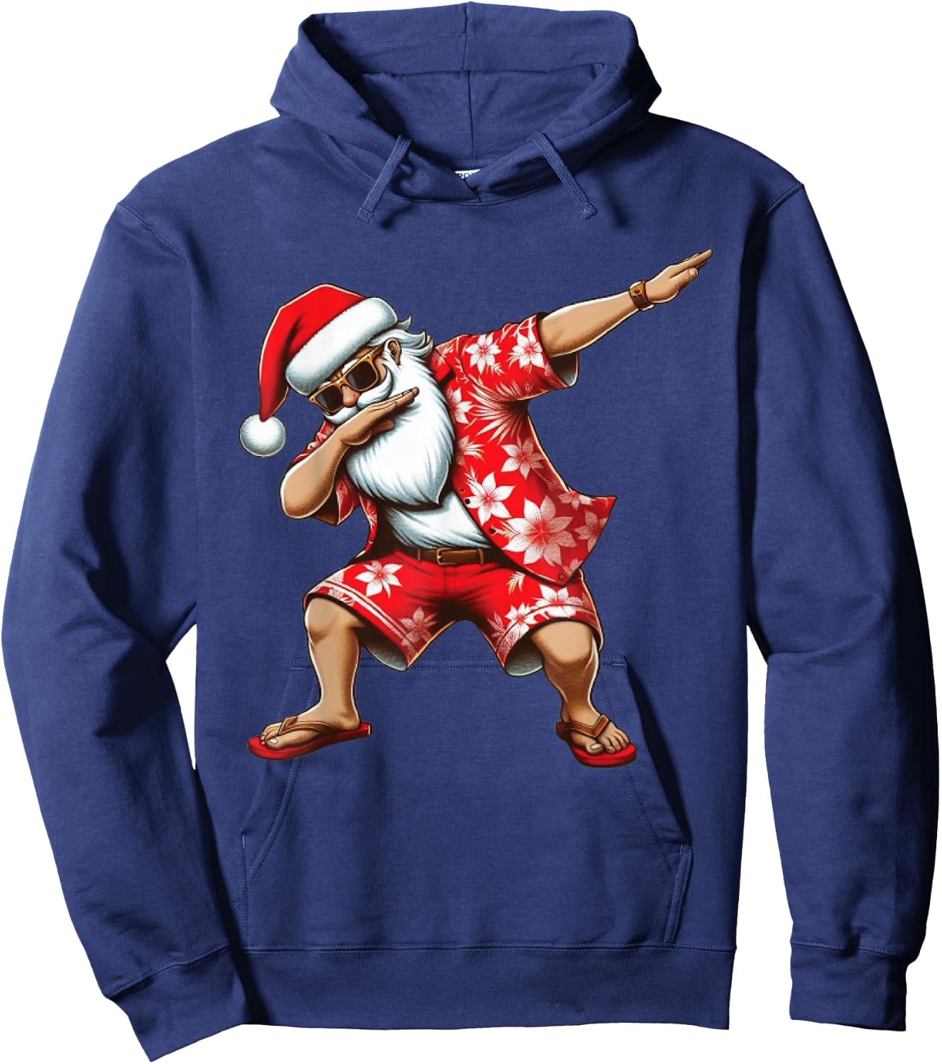 Dabbing Santa Christmas in July Boys Men Hawaiian Xmas Dab Hoodie - Hoodie | Navy