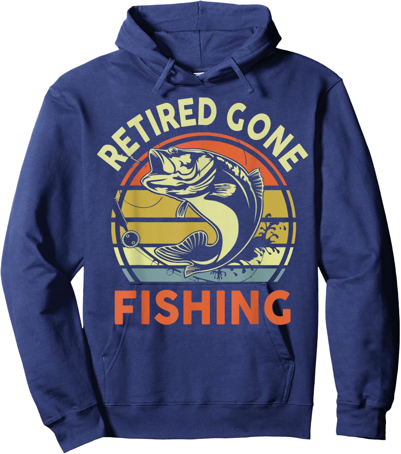 Retired Gone Fishing Bass Fish Grandpa 2025 Retirement Gift Hoodie - Hoodie | Navy