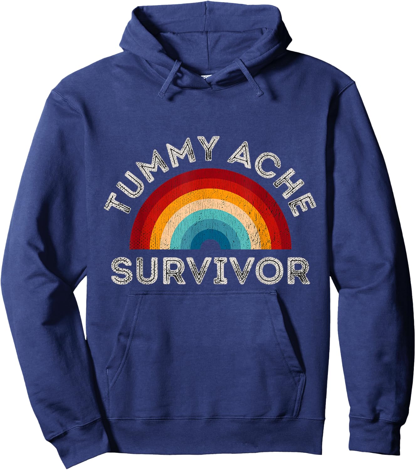 Sarcastic Pun IBS Grunge Tummy Ache Survivor Rainbow Hoodie - Hoodie | Navy
