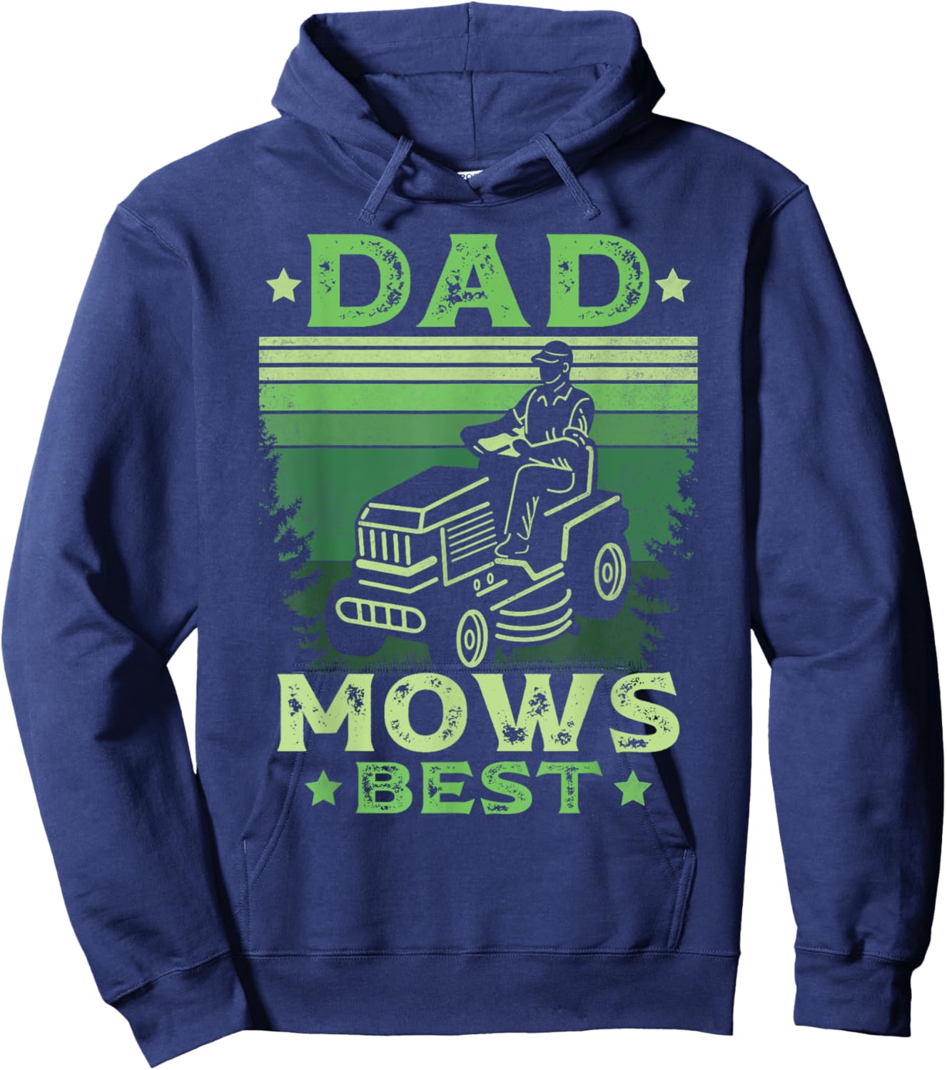 Father Mows Best Fathers Day Mowing Dad Riding Mower Vintage Hoodie - Hoodie | Navy