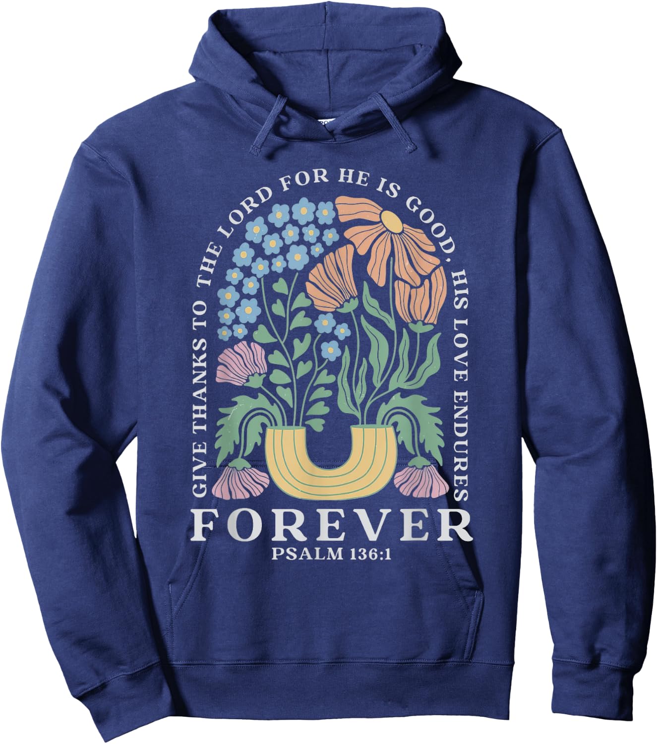 Boho Christian Shirt Women Bible Verse Jesus Vintage Floral Hoodie - Hoodie | Navy
