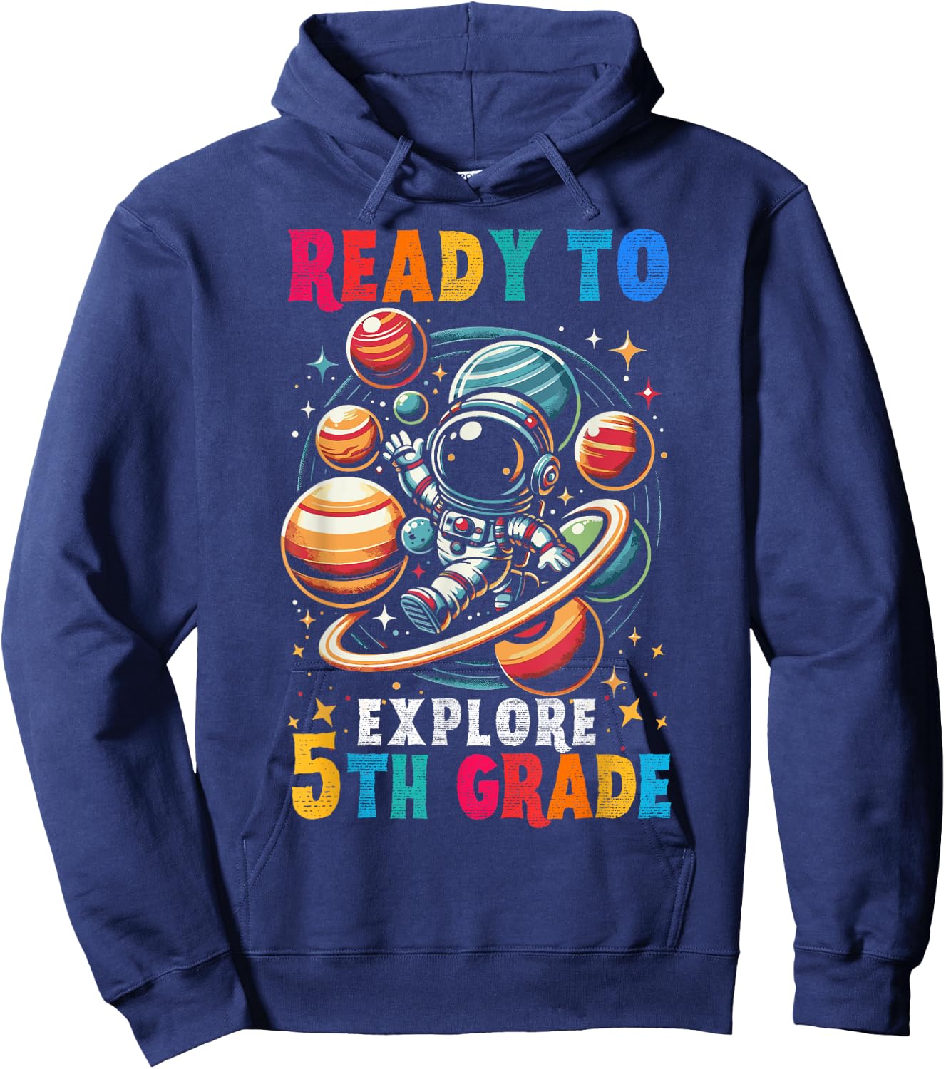 First day Kids Welcome back to School Astronaut 5th grade Hoodie - Hoodie | Navy