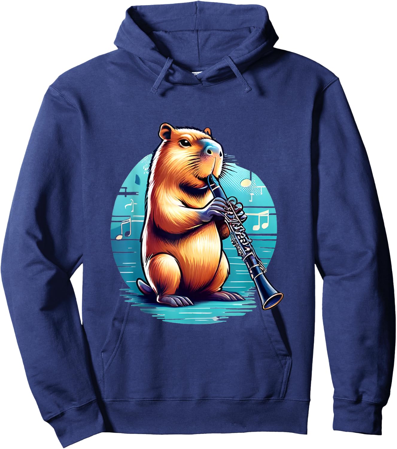 Funny Capybara Playing Clarinet Player Musician Clarinet Hoodie - Hoodie | Navy