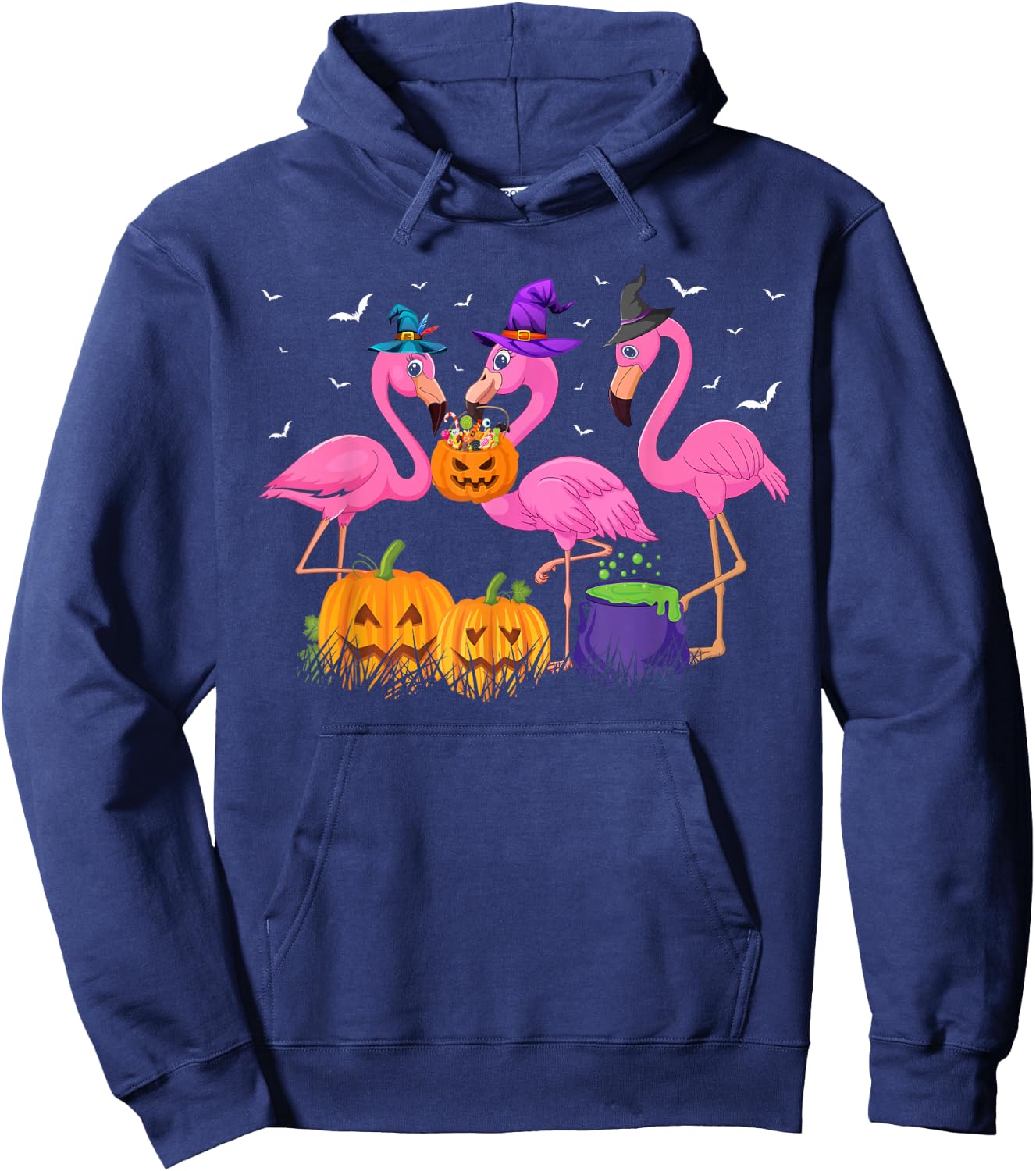 Witch Flamingos Animal Bird Flamingoween Halloween Women Hoodie - Hoodie | Navy