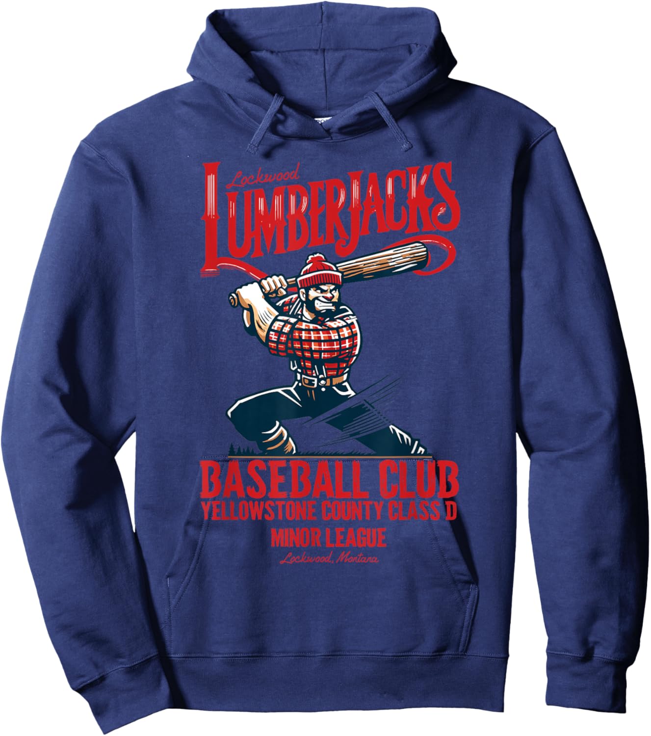 Lockwood Lumberjacks Retro Minor League Baseball Team Hoodie - Hoodie | Navy