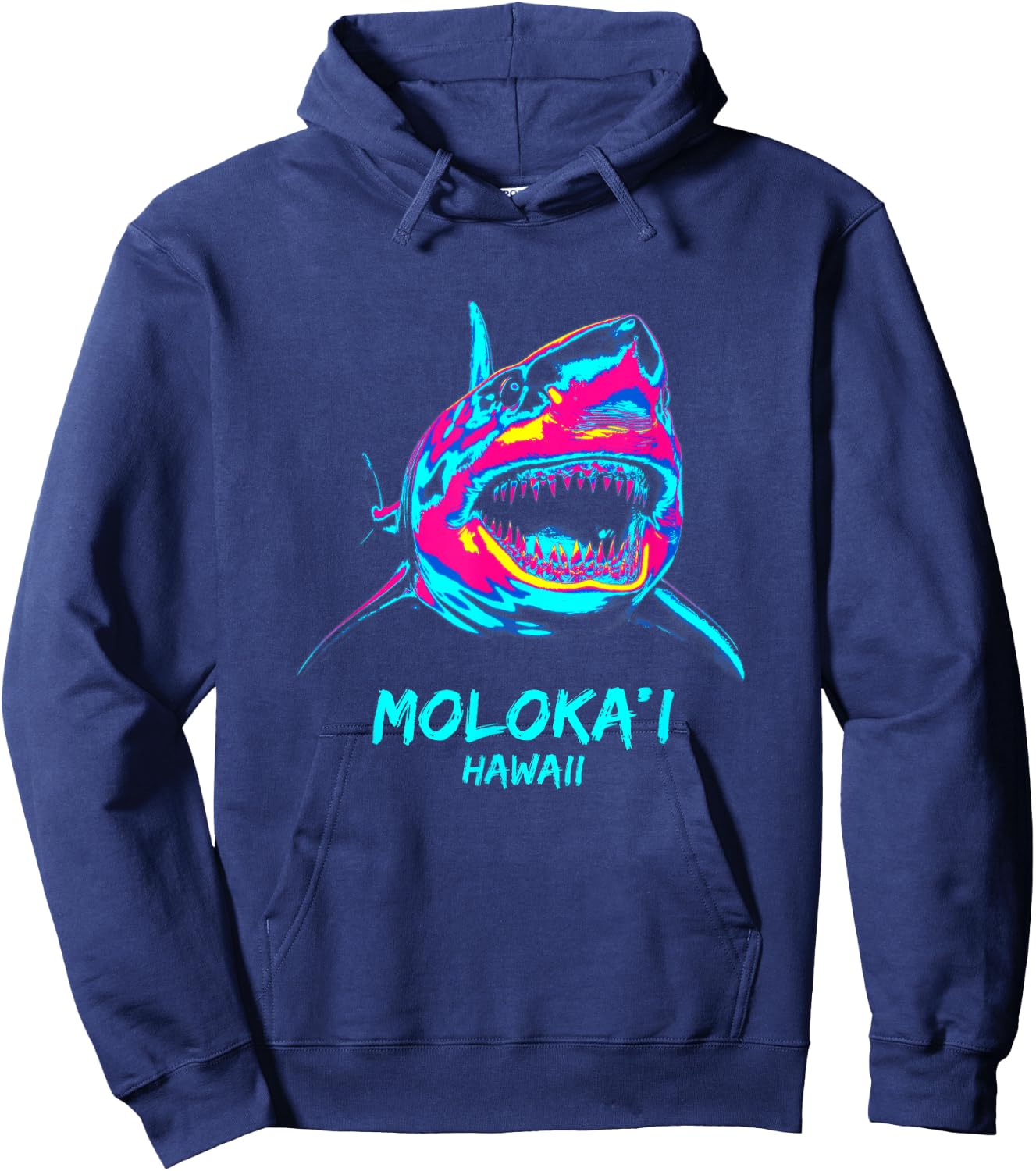 Colourful Shark Graphic Surf Lover Molokai Hoodie - Hoodie | Navy