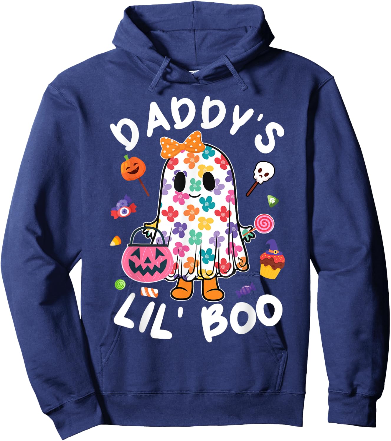 Daddy’s Lil Boo Halloween Costume Toddler Girl Daughter Kids Hoodie - Hoodie | Navy