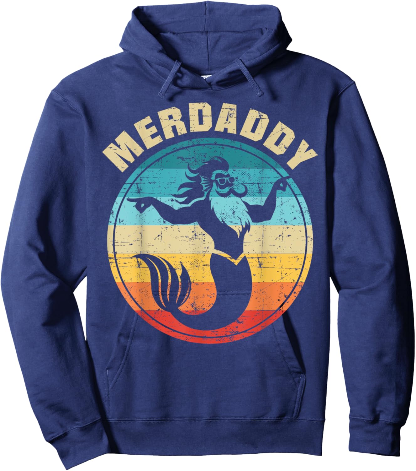 Merdaddy Mermaid Dad Funny Father's Day Daddy of a Girl Hoodie - Hoodie | Navy