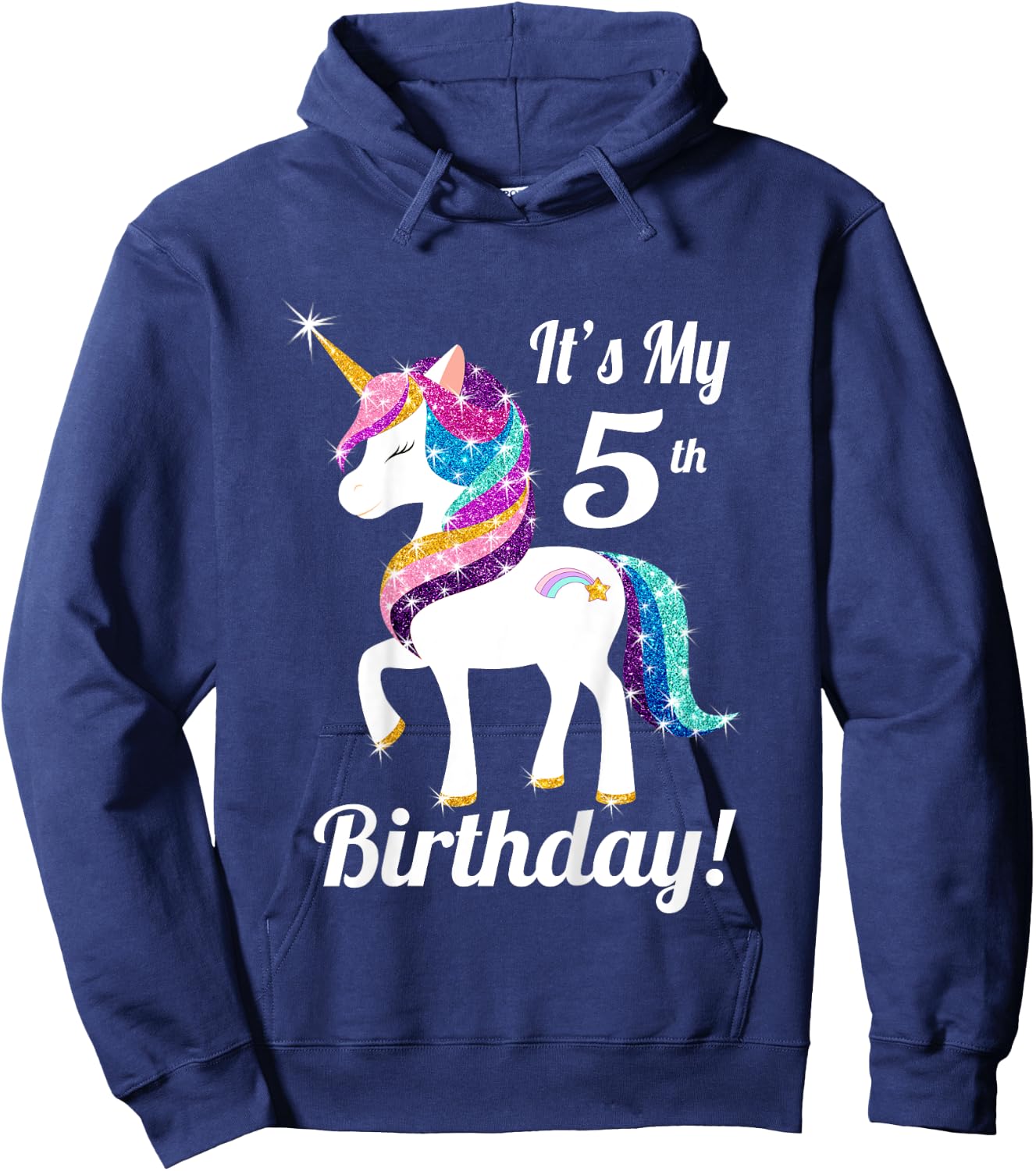 It's my 5th birthday for 5 year old girls Unicorn Shirt Hoodie - Hoodie | Navy
