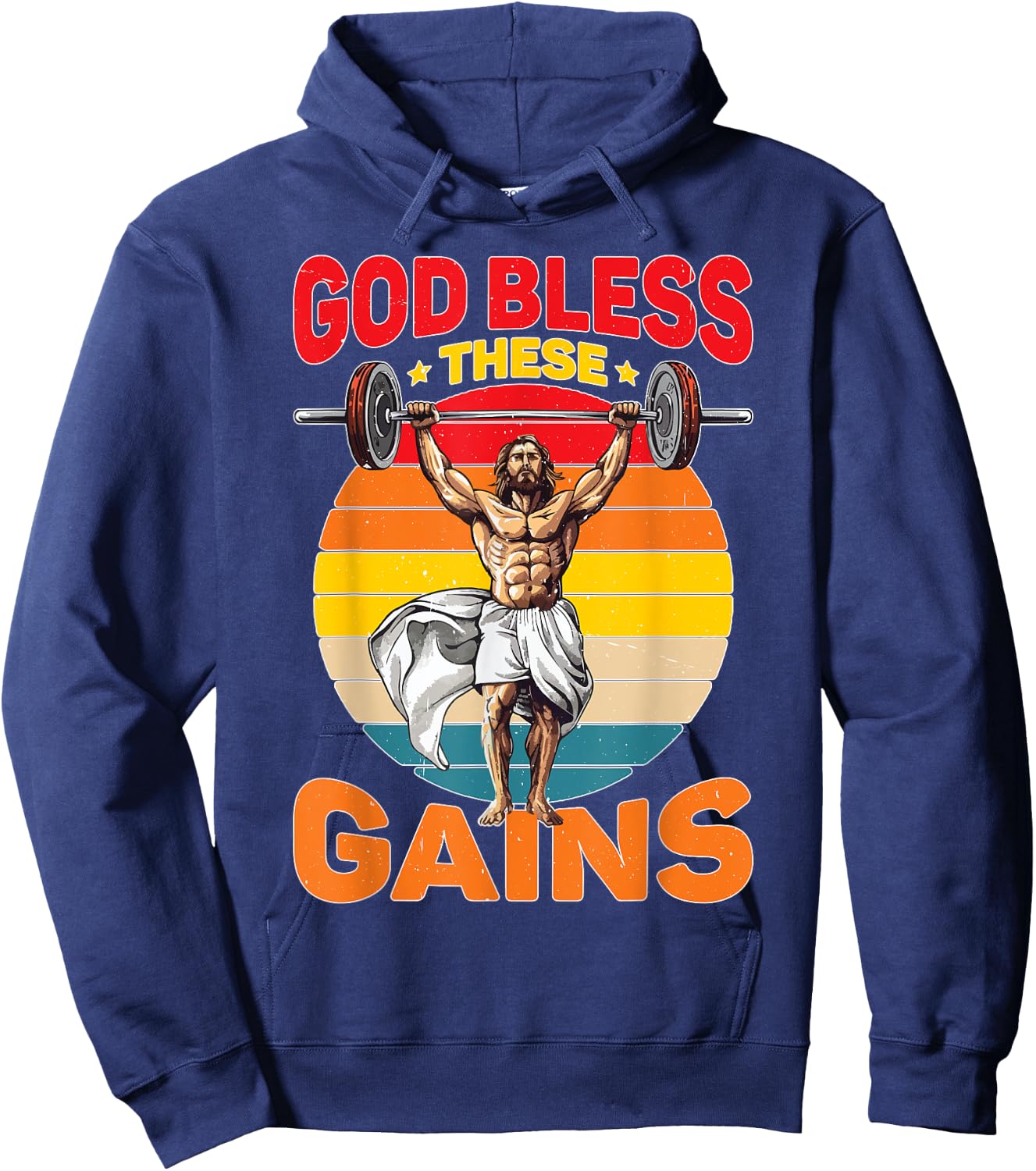 God Bless These Gains Muscle Bodybuilding Hoodie - Hoodie | Navy