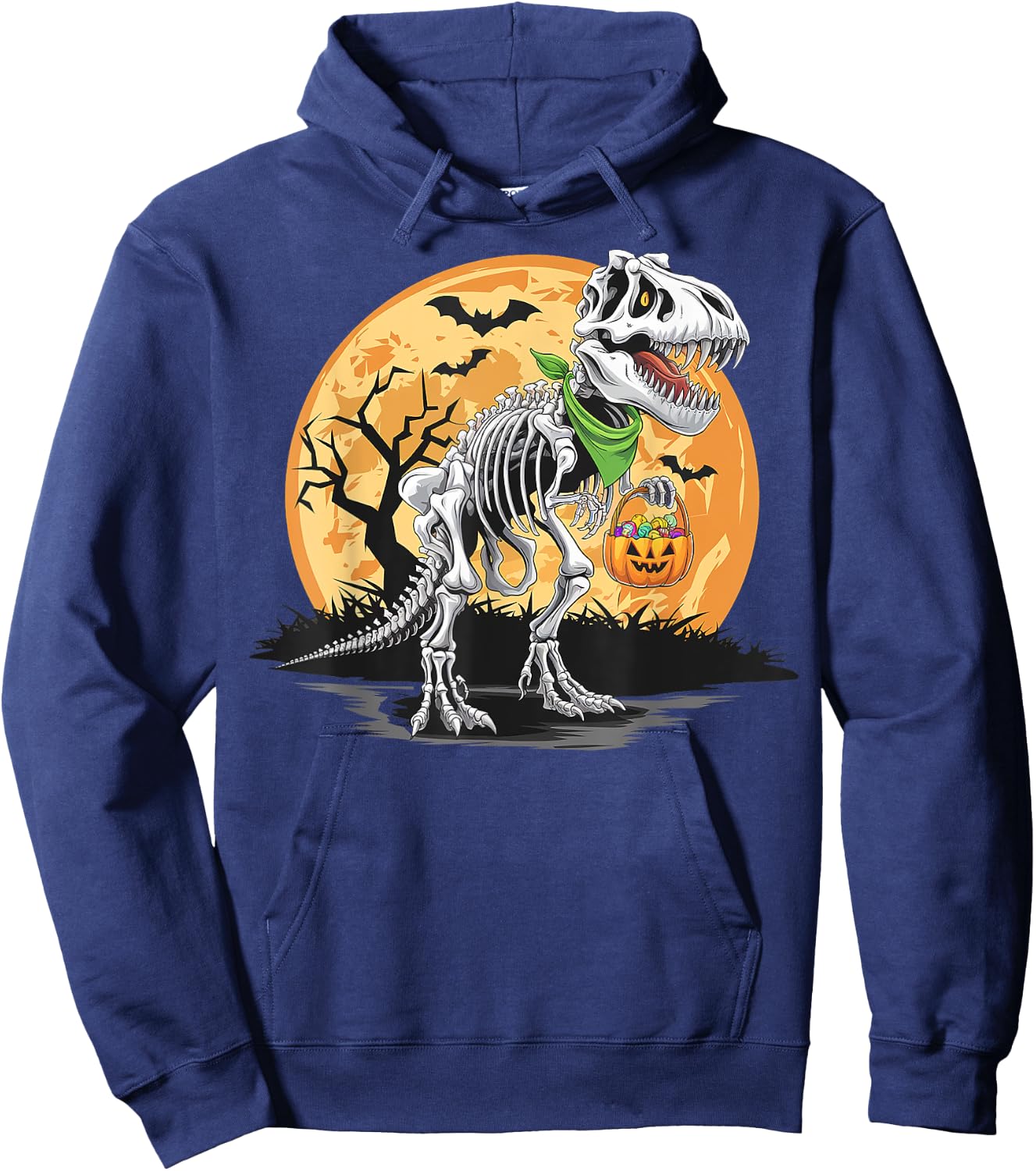 Halloween T rex Dinosaur Mummy Pumpkin For Boys Men Women Hoodie - Hoodie | Navy