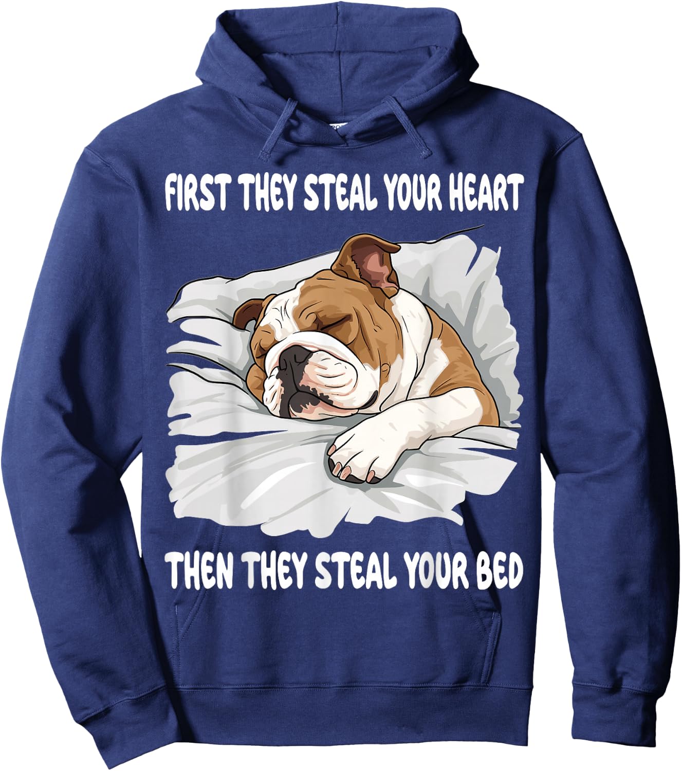 English Bulldog Sleeping Pajamas Nightgown Hoodie - Hoodie | Navy