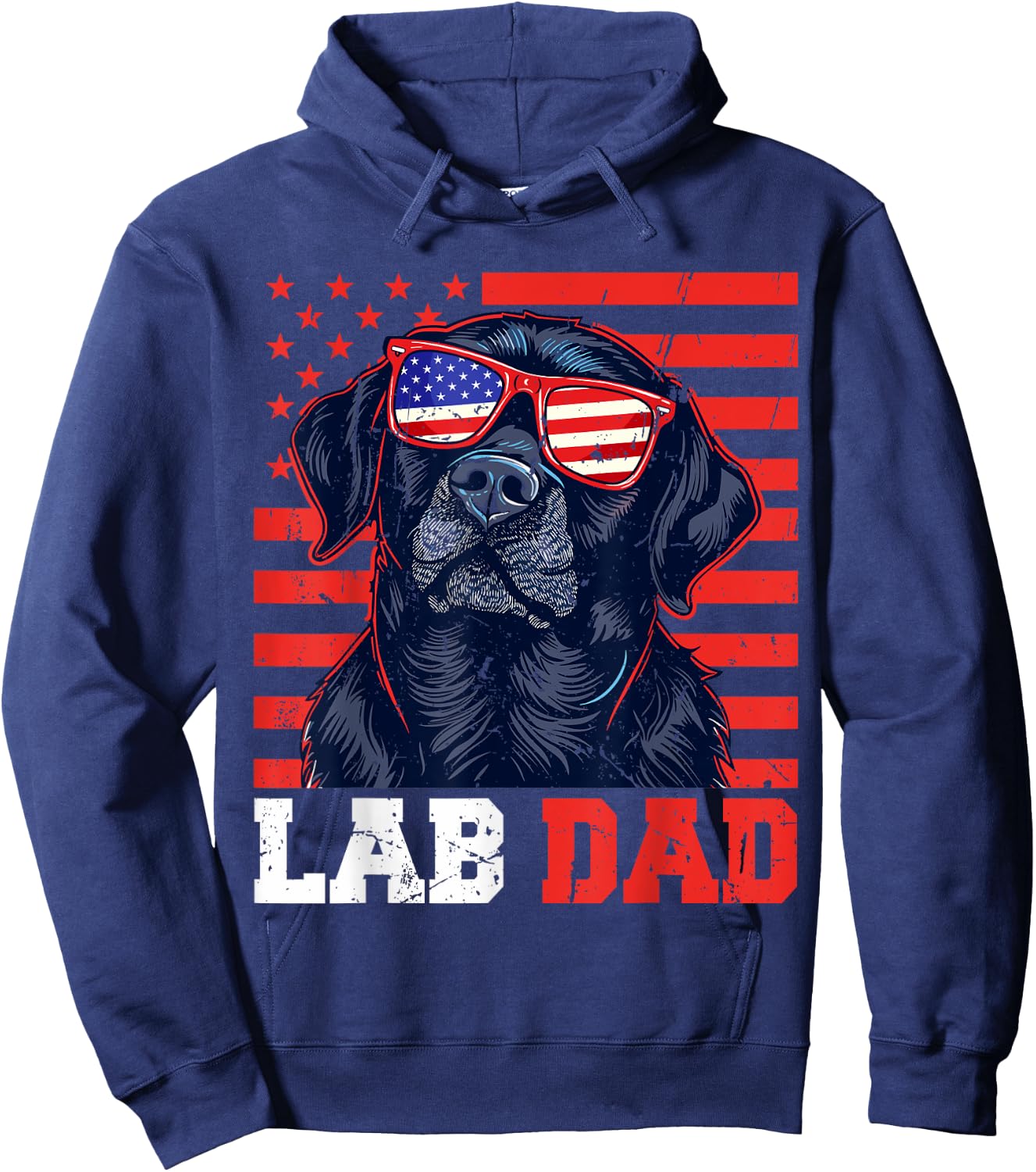 Funny Lab Dad Usa Stars Labrador 4th Of July Fathers Day Men Hoodie - Hoodie | Navy