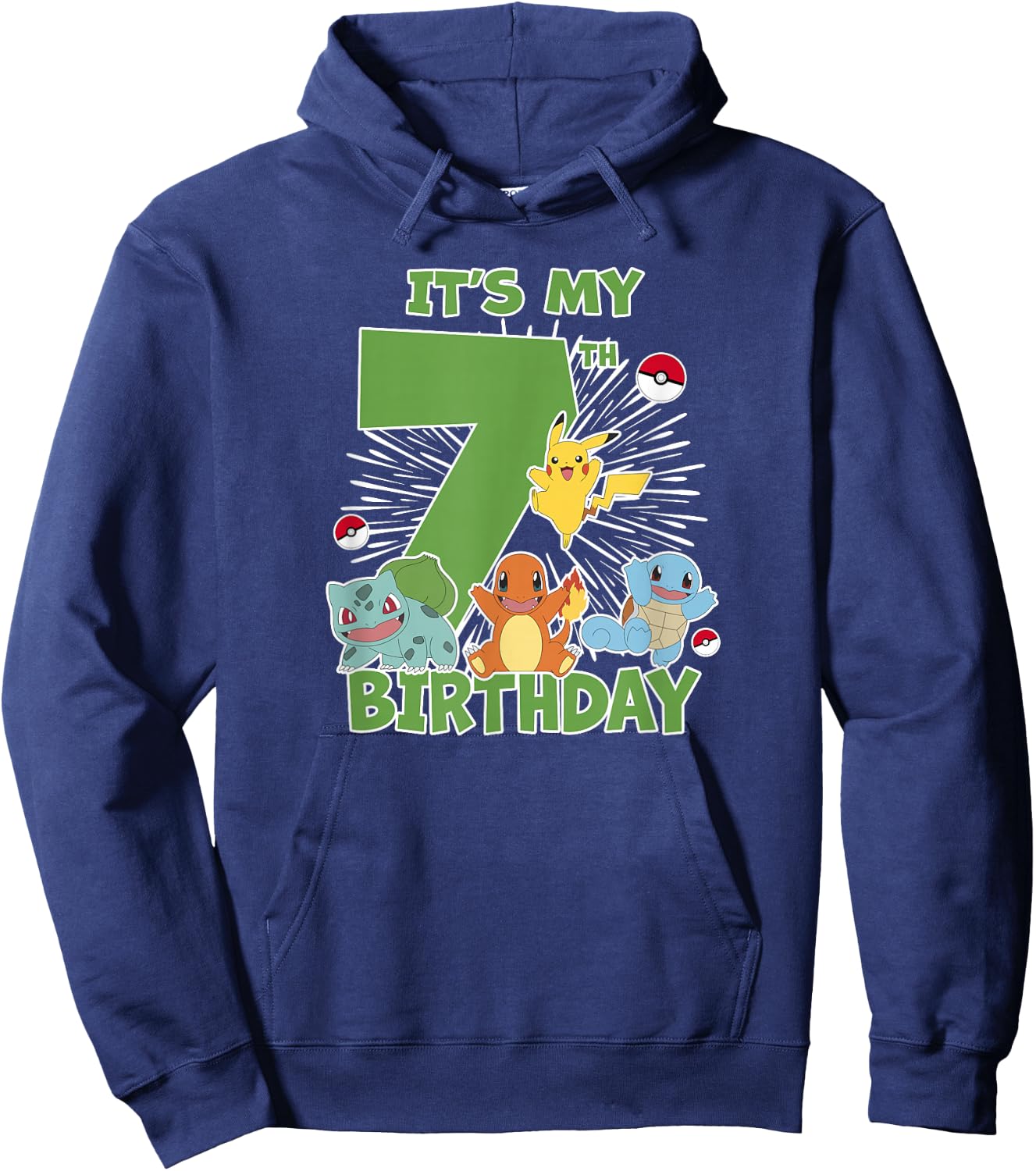 Pokémon It's My 7th Birthday Kanto Starters Celebration Hoodie - Hoodie | Navy