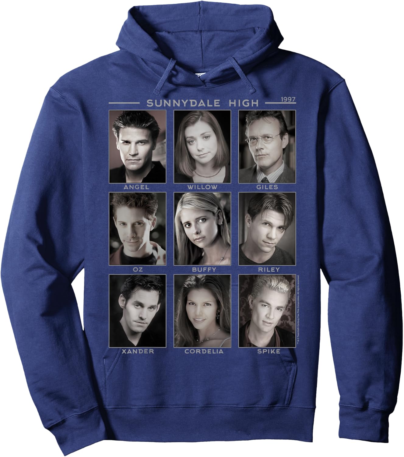 Buffy The Vampire Slayer Retro Characters Big Chest Panels Hoodie - Hoodie | Navy