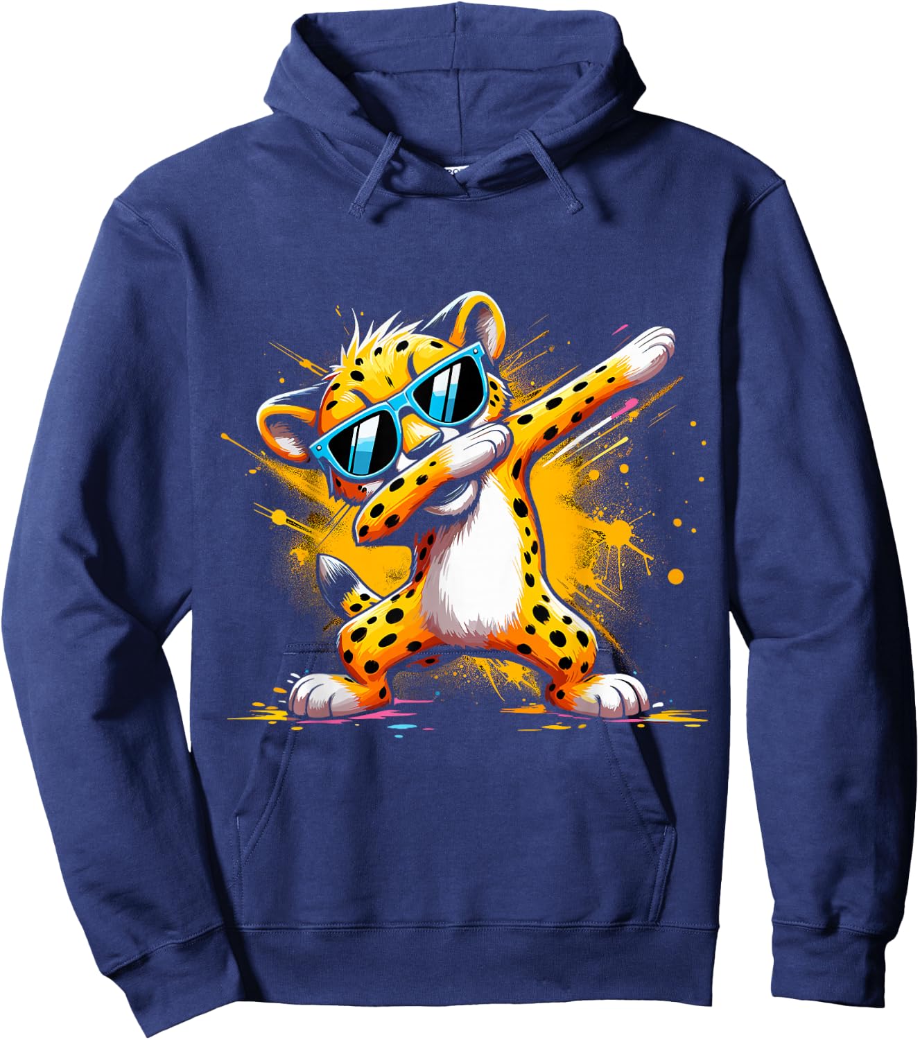 Dabbing Cheetah Sunglasses Cheetah Animal Colorful Hoodie - Hoodie | Navy