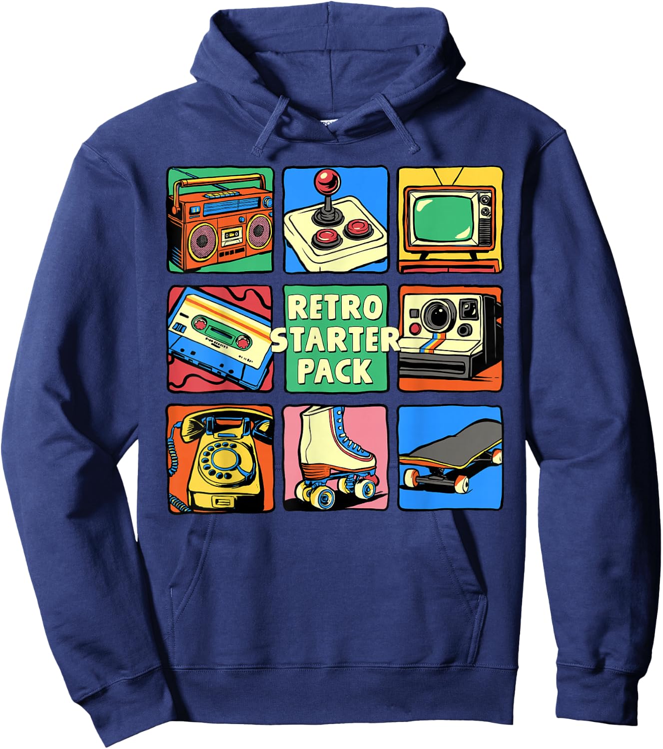 Retro Starter Pack 80s 90s Vintage Nostalgia Cassette Tape Hoodie - Hoodie | Navy
