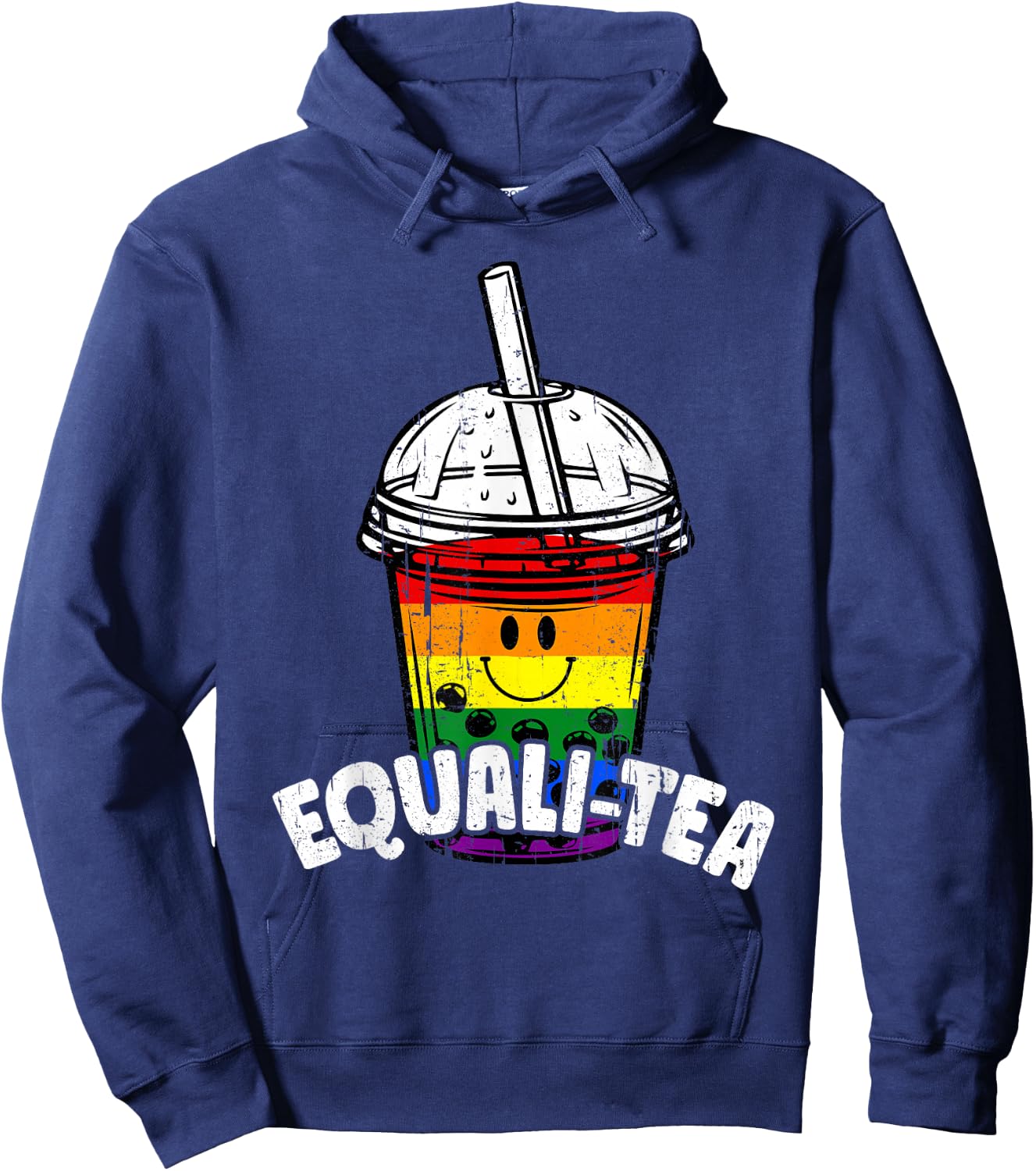 Equalitea Rainbow LGBTQ Boba Bubble Milk Tea Gay Pride Funny Hoodie - Hoodie | Navy