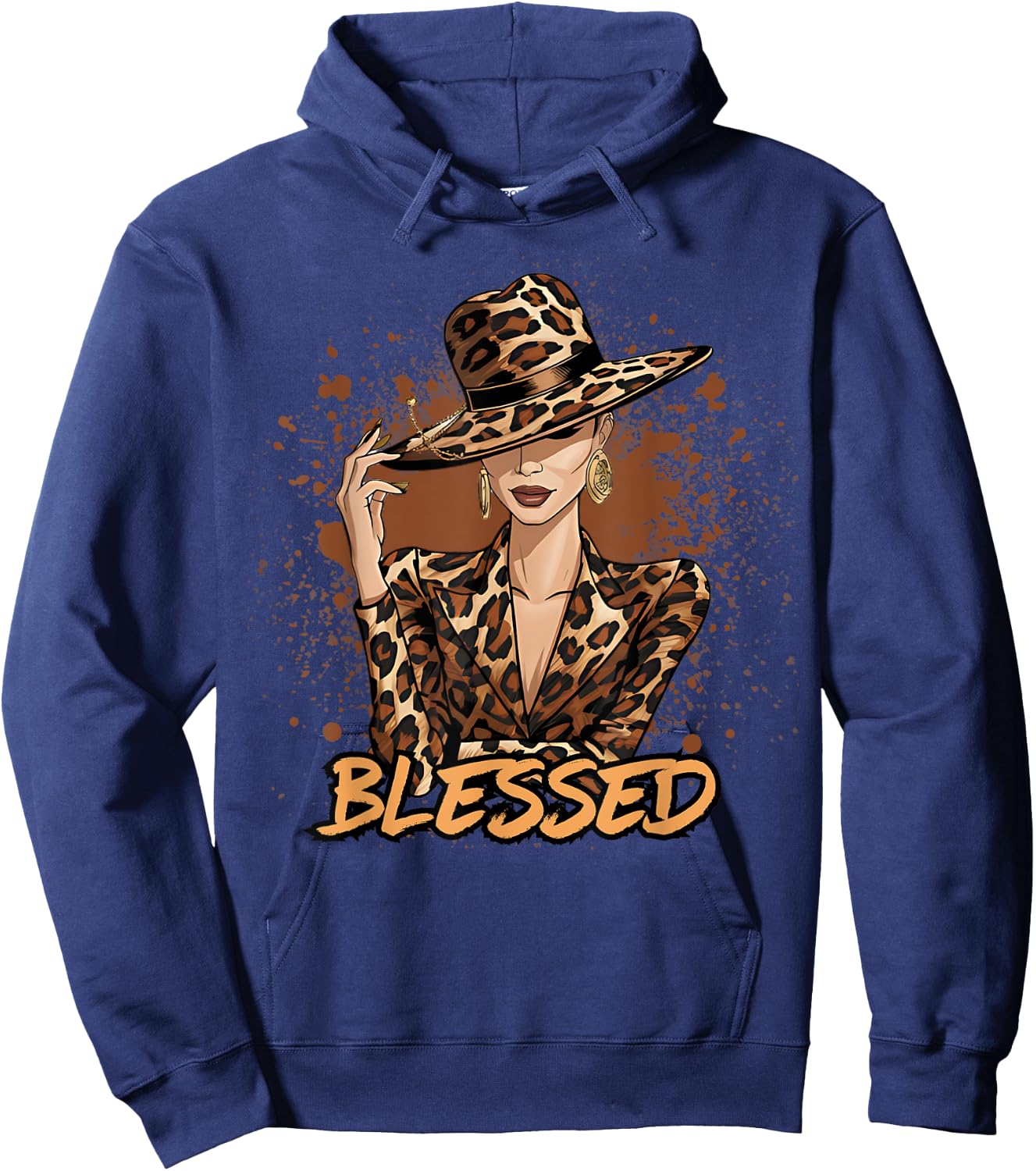 Blessed Black Cowgirl Western Swag African Leopard Christian Hoodie - Hoodie | Navy