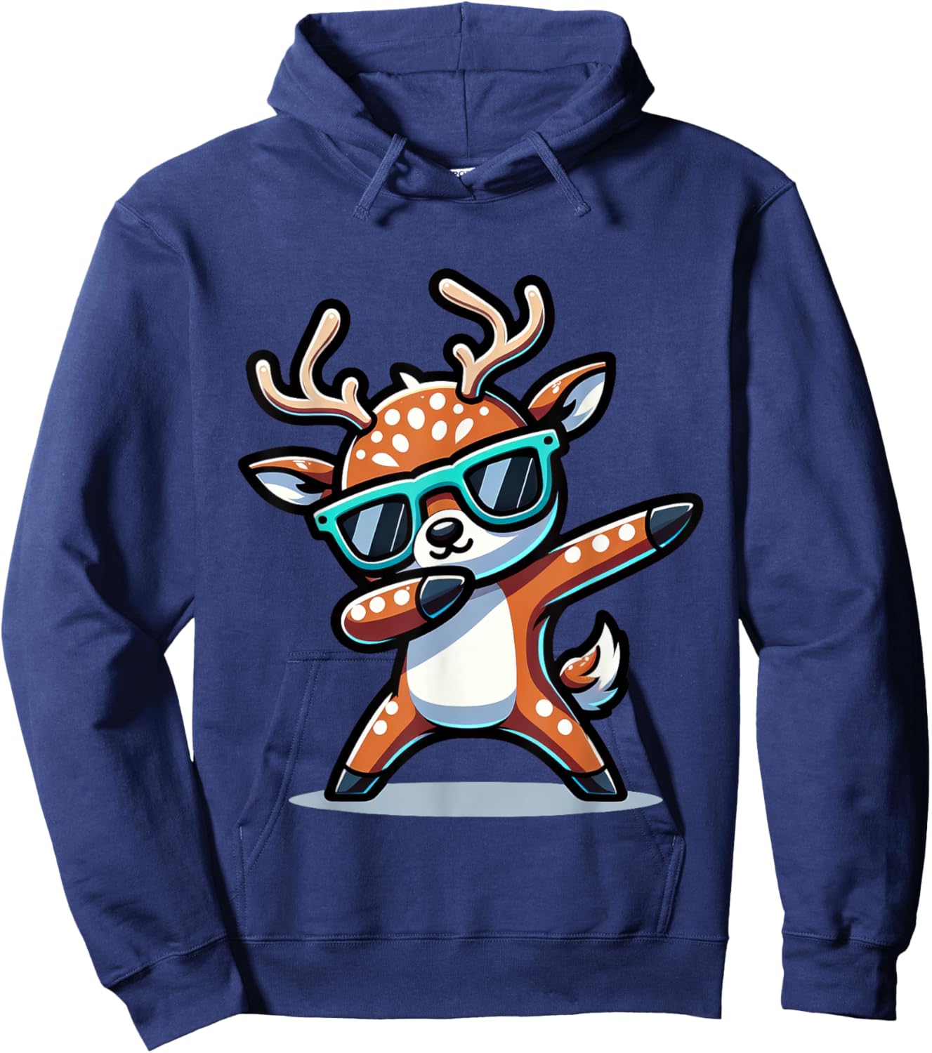 Christmas Reindeer Boys Dabbing Reindeer Santa Xmas Funny Hoodie - Hoodie | Navy