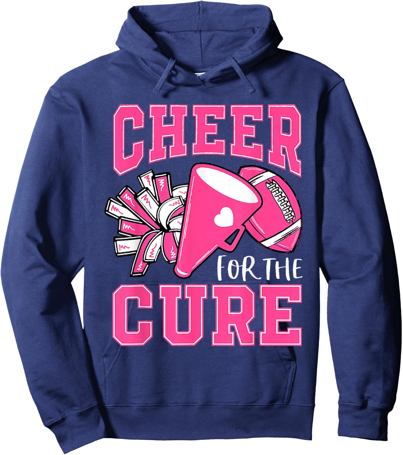 Cheer For Cure Breast Cancer Awareness Cheerleader Hoodie - Hoodie | Navy