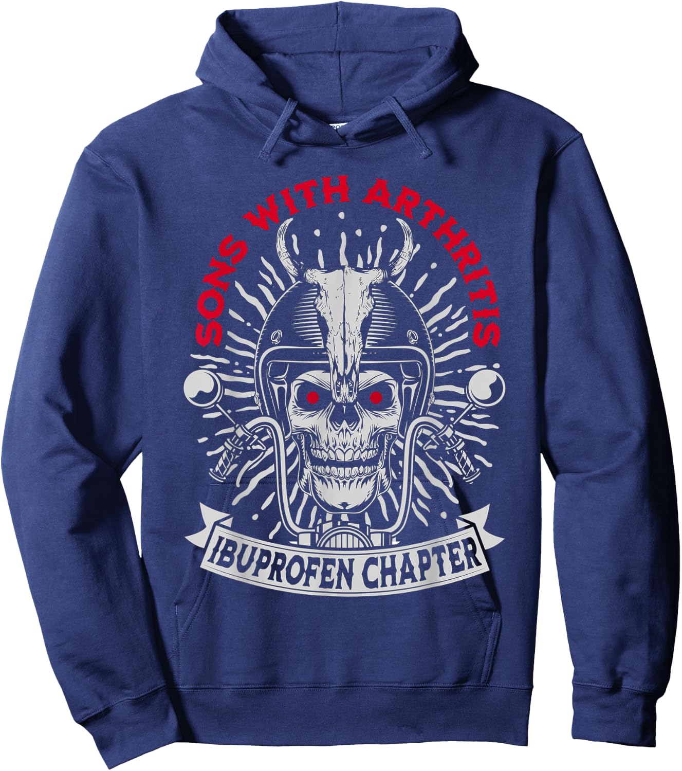 Sons With Arthritis Ibuprofen Chapter Funny Biker Skull Hoodie - Hoodie | Navy