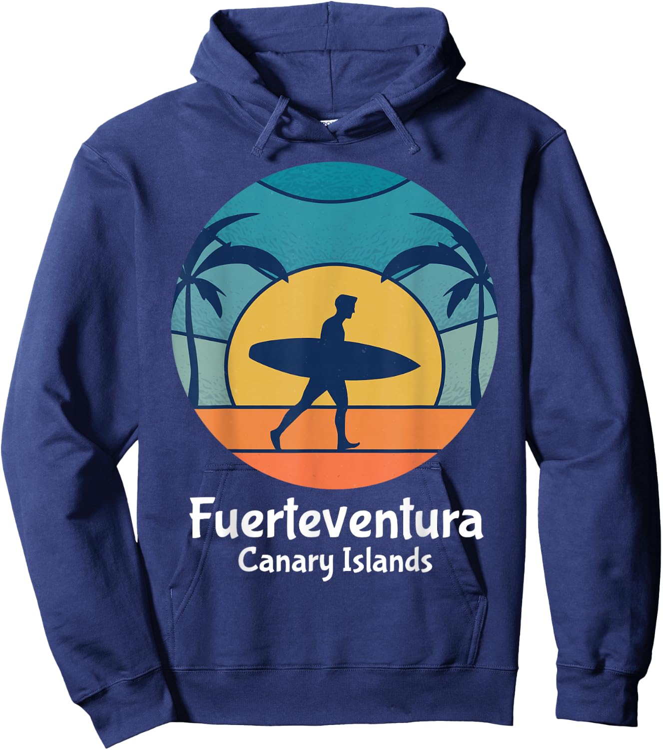 Fuerteventura Canary Islands Surfing Surfer Vintage Sunset Hoodie - Hoodie | Navy