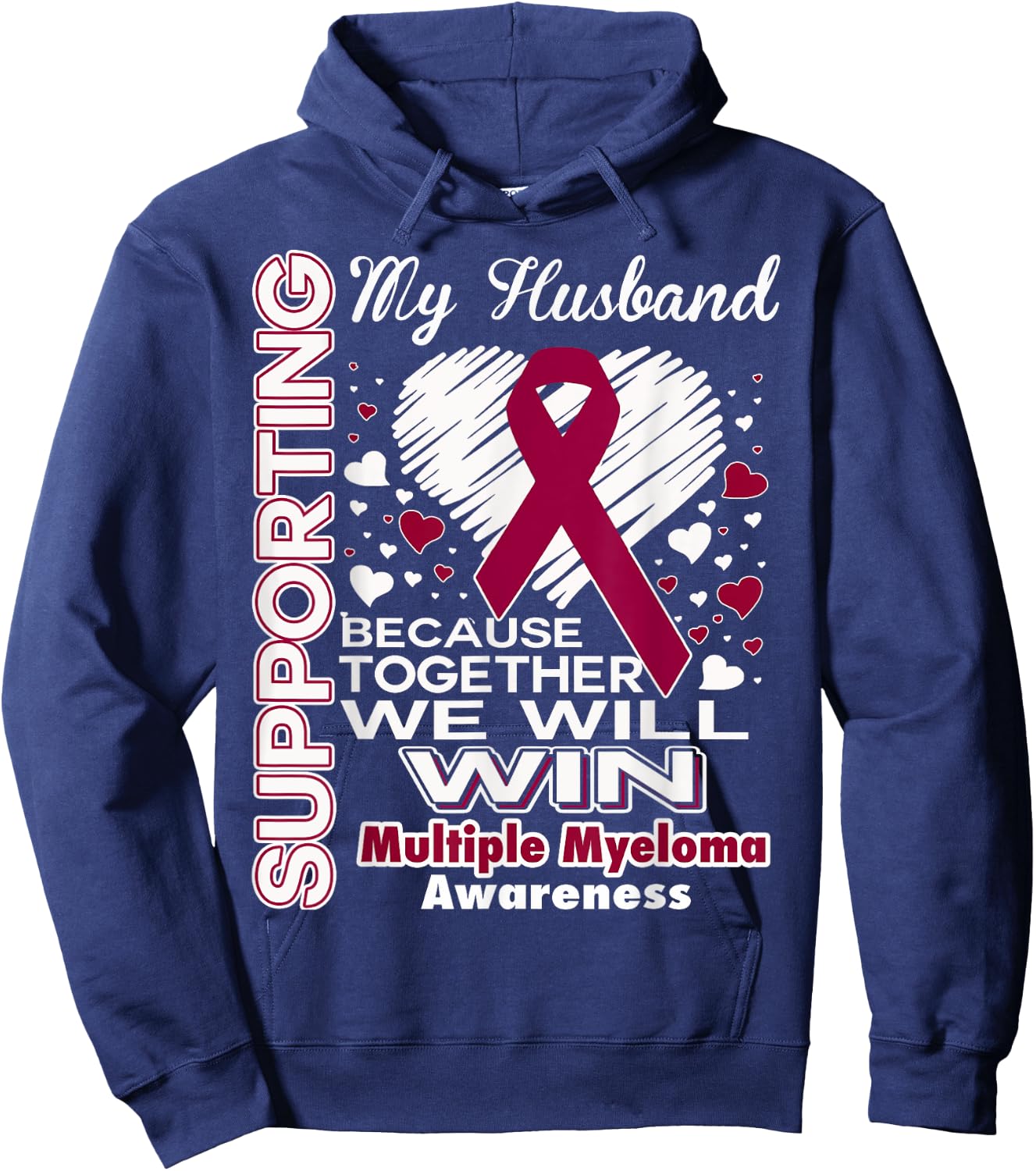 Supporting My Husband - Multiple Myeloma Awareness Shirt Hoodie - Hoodie | Navy