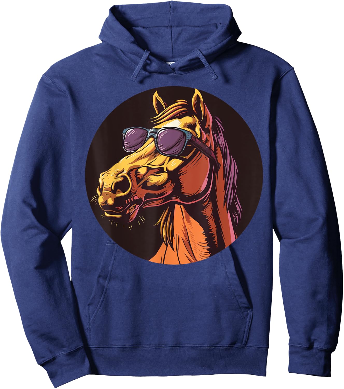 Cool Horse Head with Sunglasses Hoodie - Hoodie | Navy