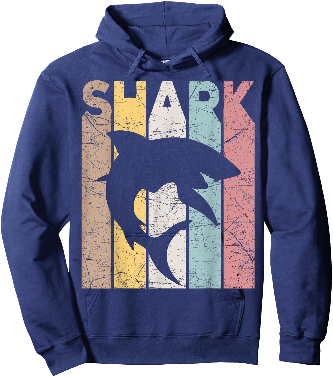 Shark Vintage Marine Animal Shark Lover Retro Oceanography Hoodie - Hoodie | Navy