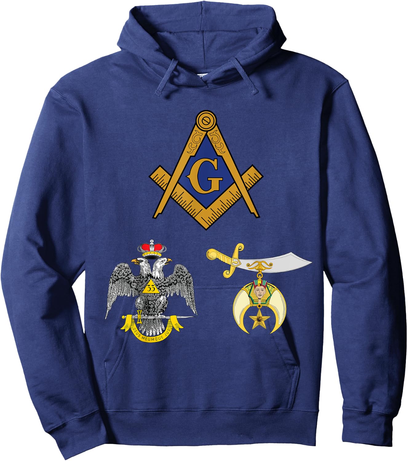 Master Mason 33rd Degree Shrine AASR Noble Masonic WD Blue Hoodie - Hoodie | Navy