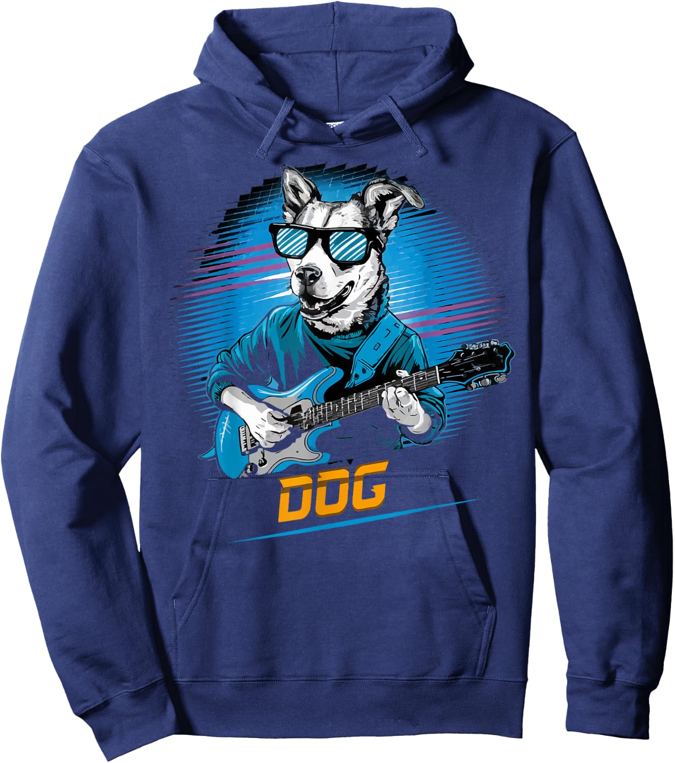 cute Dog Playing Bass Guitar Animal Playing Guitar music Men Women Kids Hoodie - Hoodie | Navy