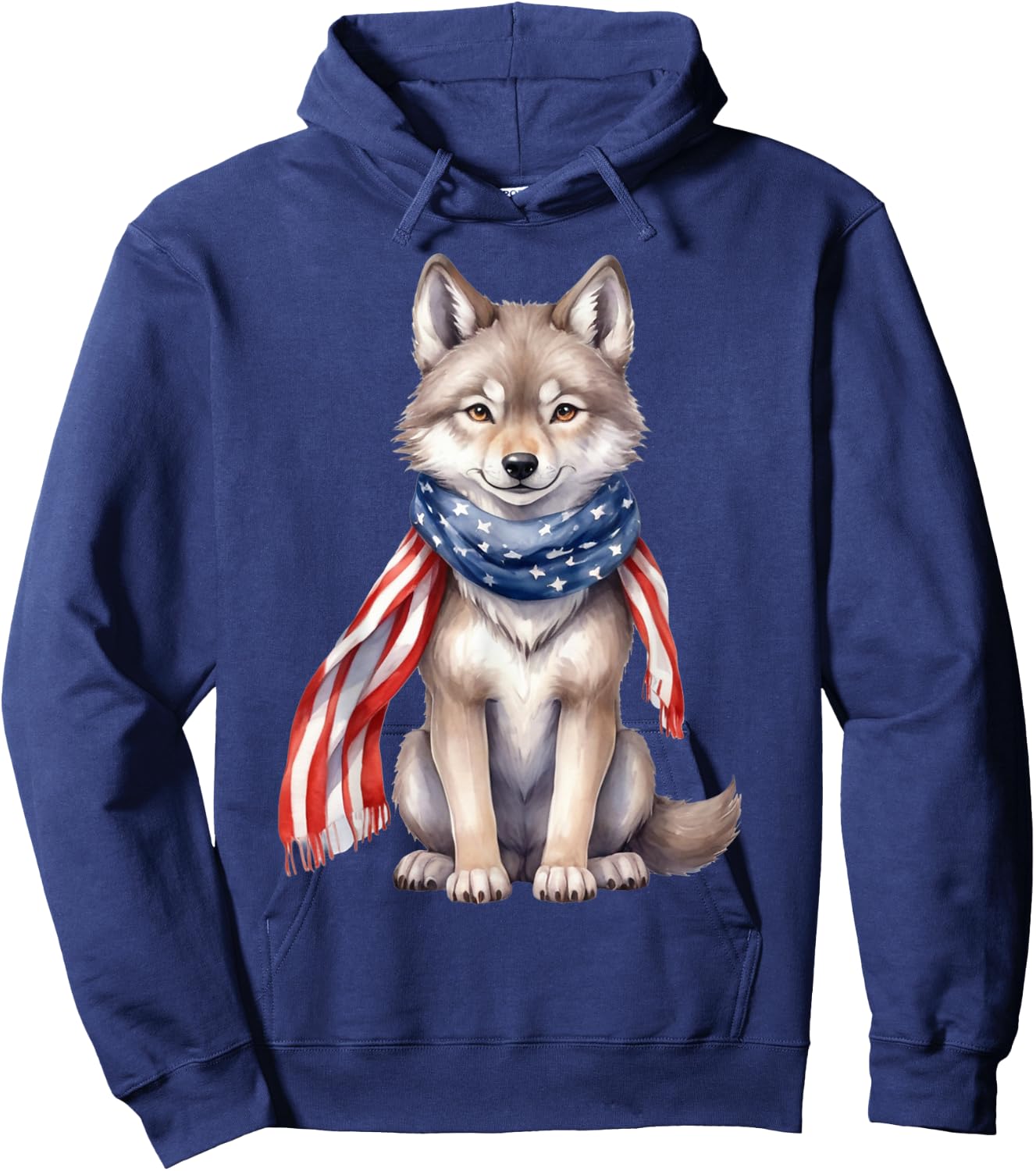 Wolf 4th of July American Flag Wolf Animal Patriotic Kids Men Hoodie - Hoodie | Navy