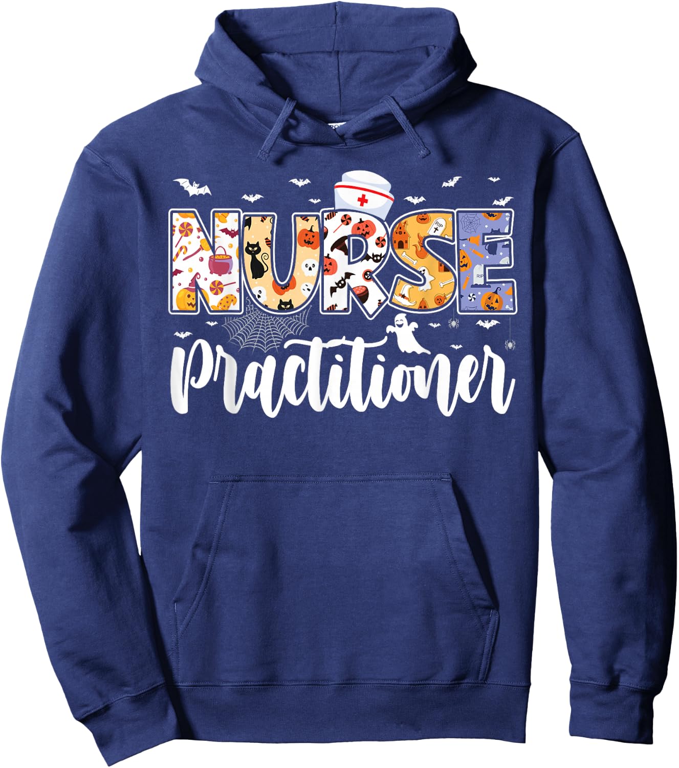 NP Nurse Practitioner Halloween Future Nurse Spooky Season Hoodie - Hoodie | Navy