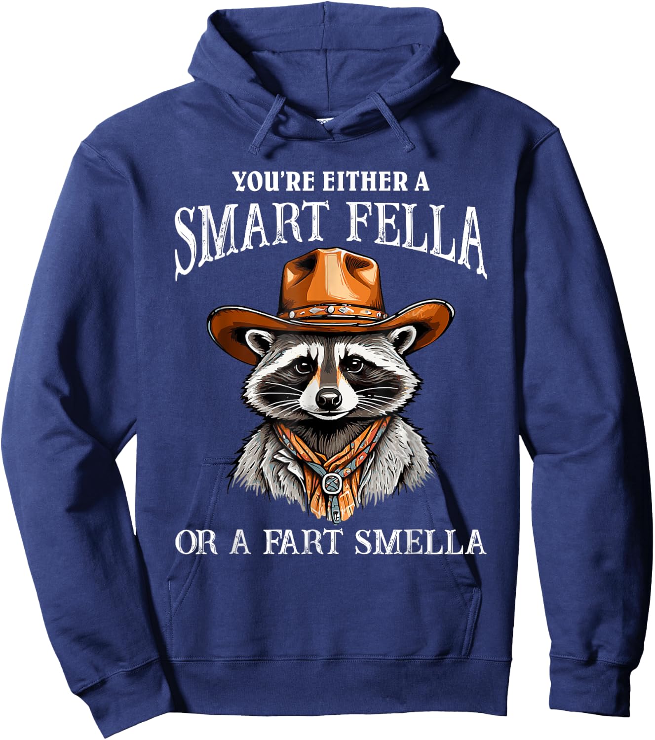 You're Either A Smart Fella Or A Fart Smella Funny Raccoon Hoodie - Hoodie | Navy