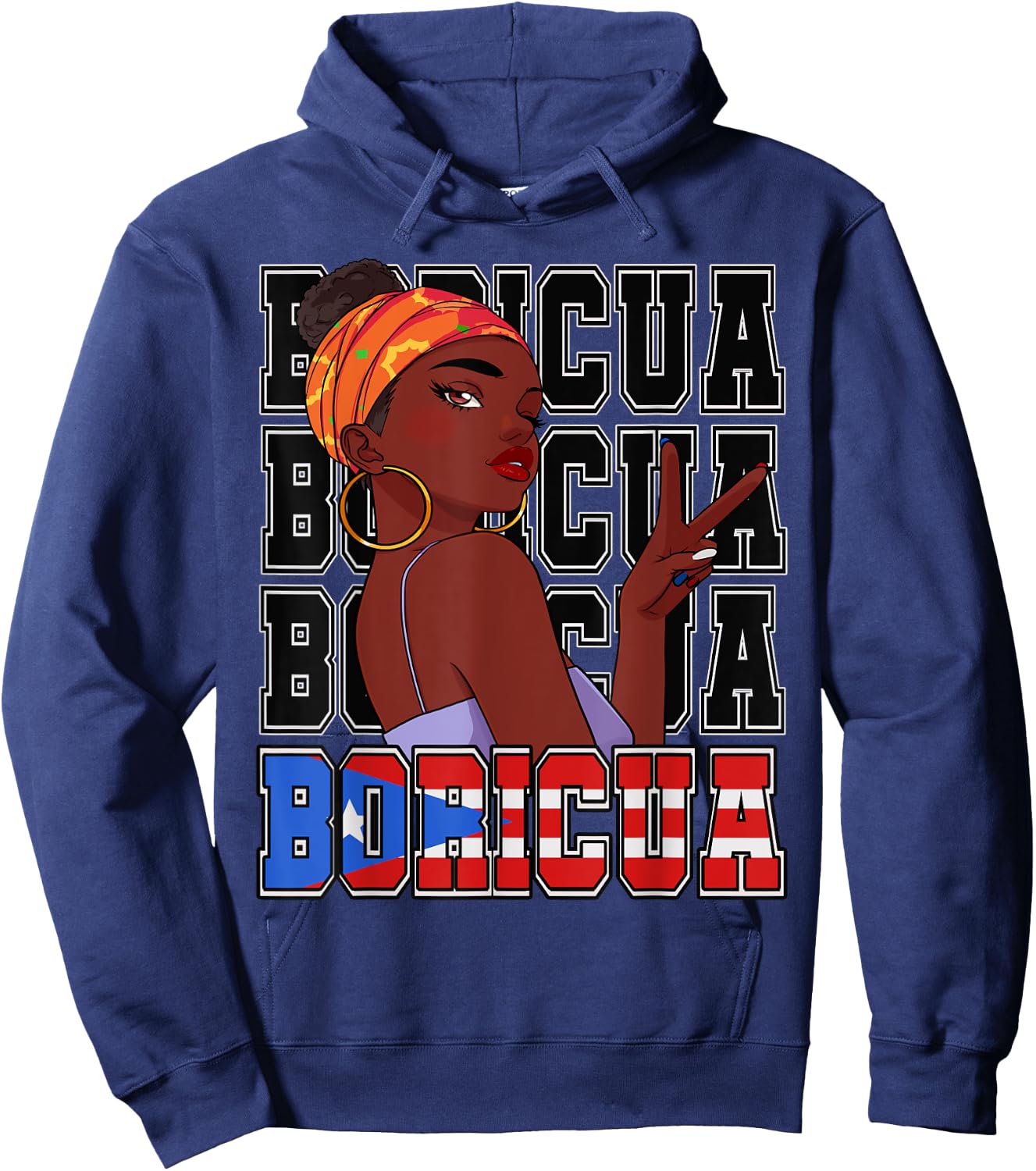 Puertorriquena Girl Morena Boricua Puerto Rico PR Vacation Hoodie - Hoodie | Navy