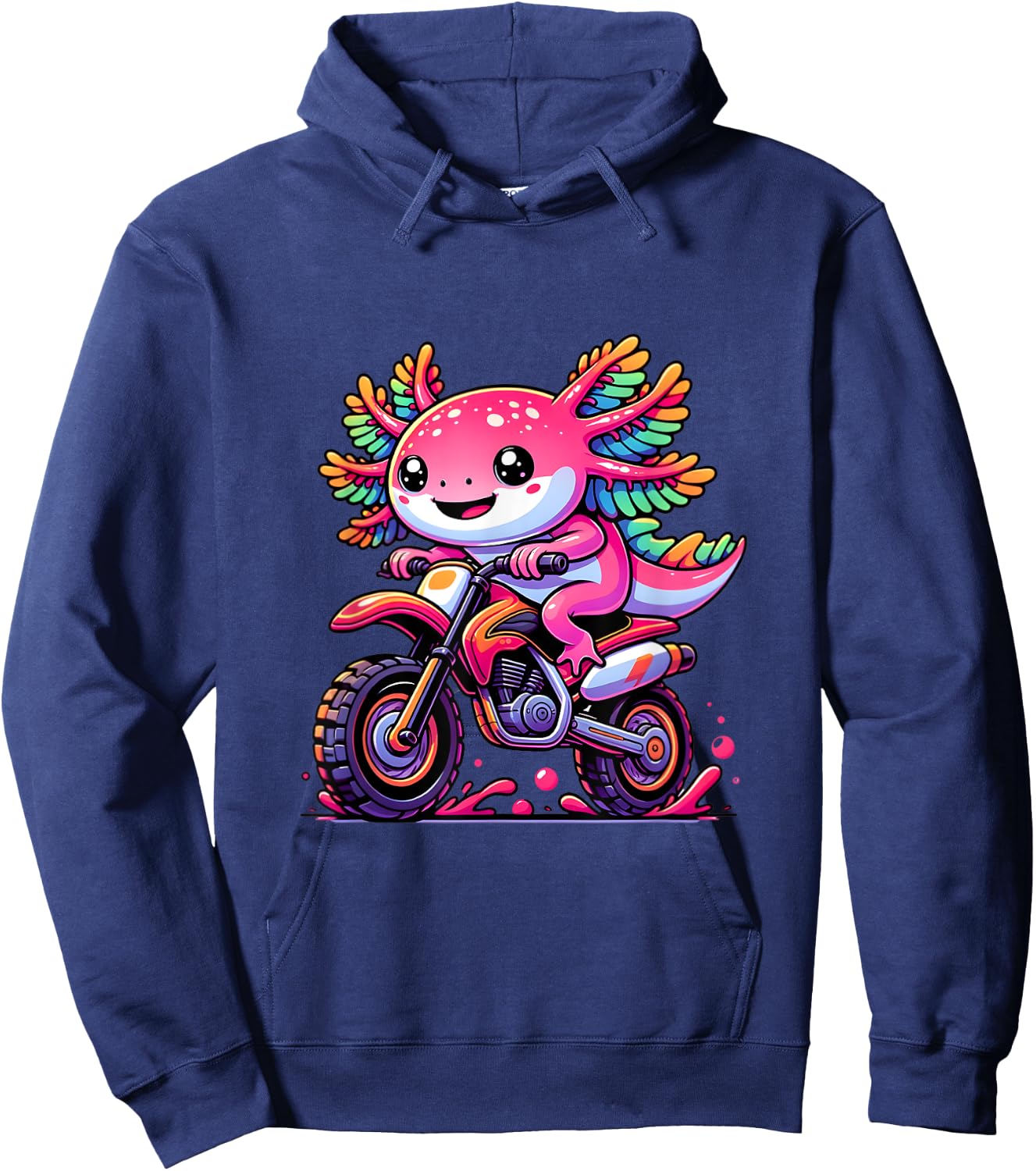 Axolotl Motocross Dirt Bike Cute Axolotl Lover Kids Boys Hoodie - Hoodie | Navy