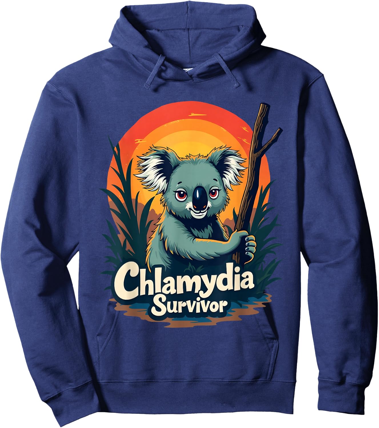 Chlamydia Survivor Funny Adult Joke Retro Vintage Koala Men Hoodie - Hoodie | Navy