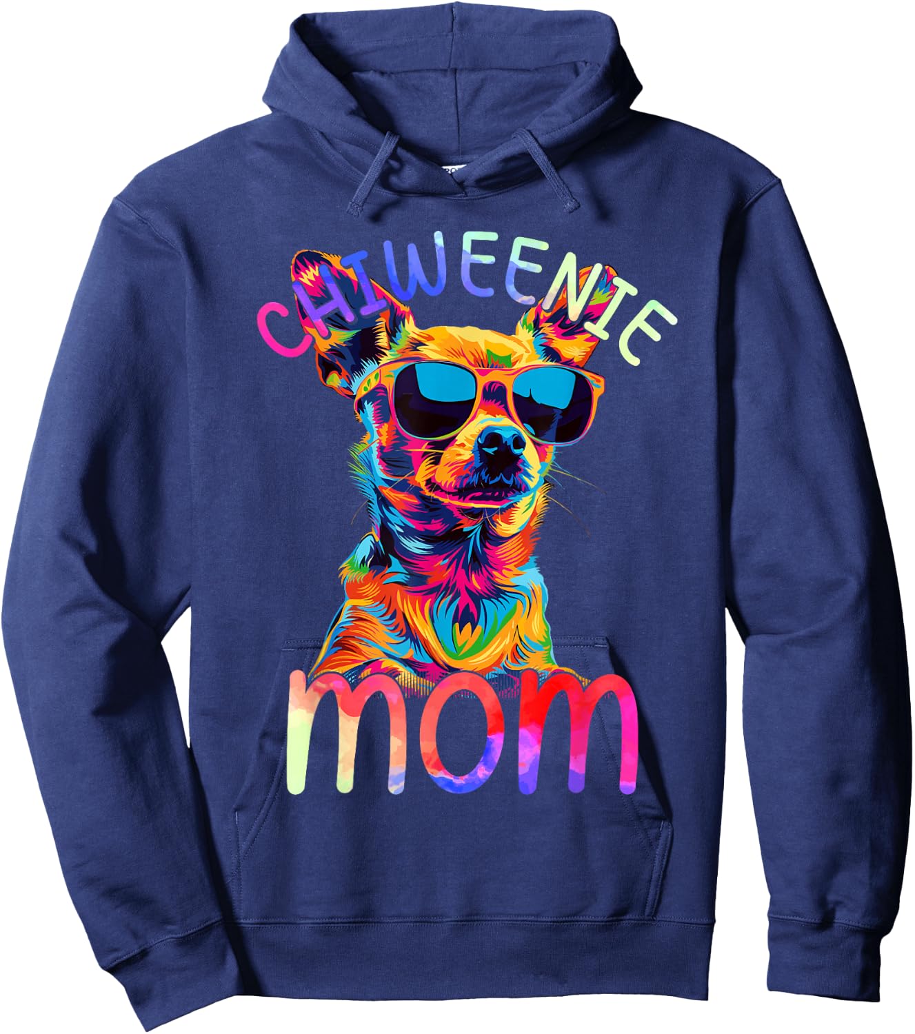 Chiweenie Mom Colorful Pop Art Chiweenie Dog Hoodie - Hoodie | Navy