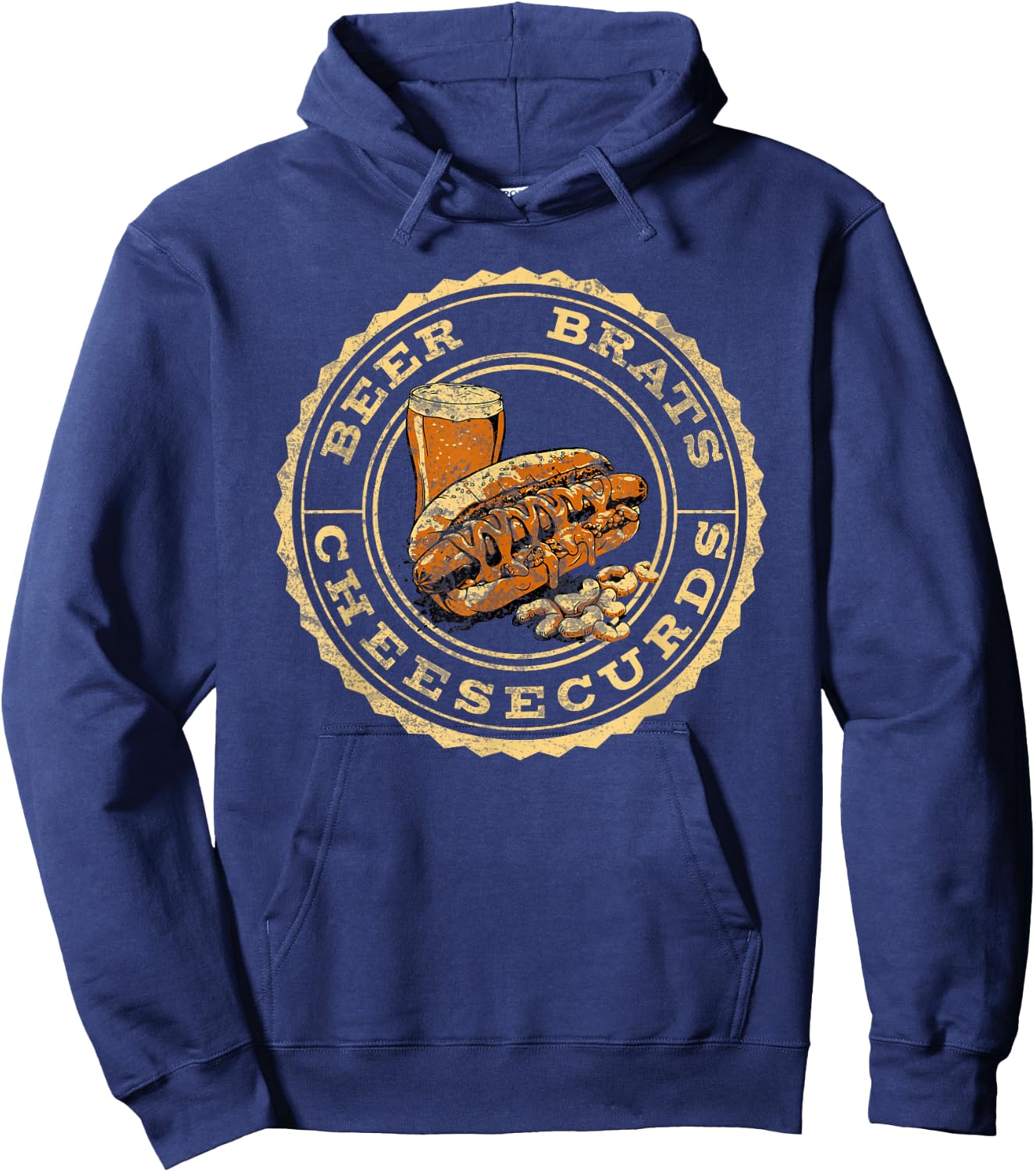 Wisconsin Favorites: Beer, Brats, Cheesecurds Hoodie - Hoodie | Navy