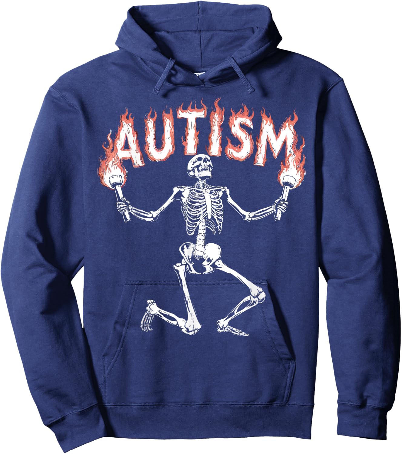 Autism Skeleton Meme Funny Fire Skeleton Hoodie - Hoodie | Navy