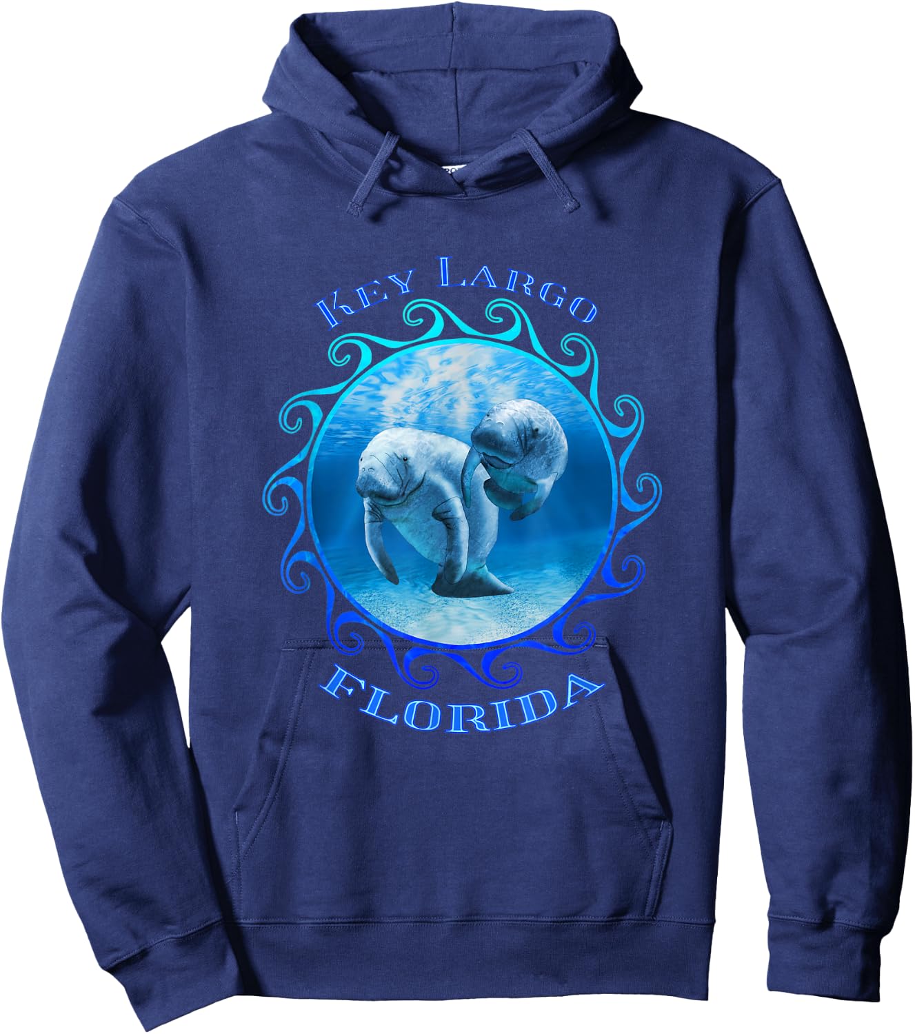 Key Largo Florida Vacation Swimming Manatees Hoodie - Hoodie | Navy