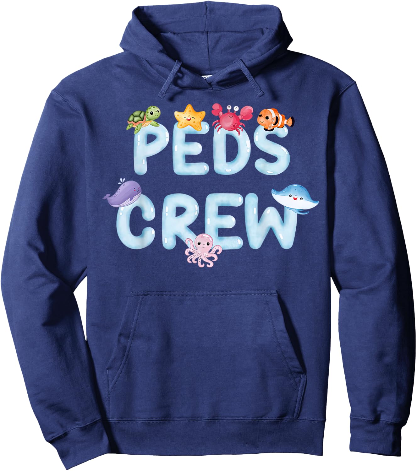 PEDS Crew Sea Ocean Animal Pediatric Nurse Nursing RN Hoodie - Hoodie | Navy
