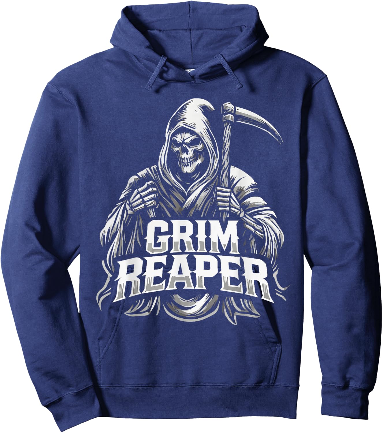Grim Reaper Hooded Skeleton Scythe Design Hoodie - Hoodie | Navy