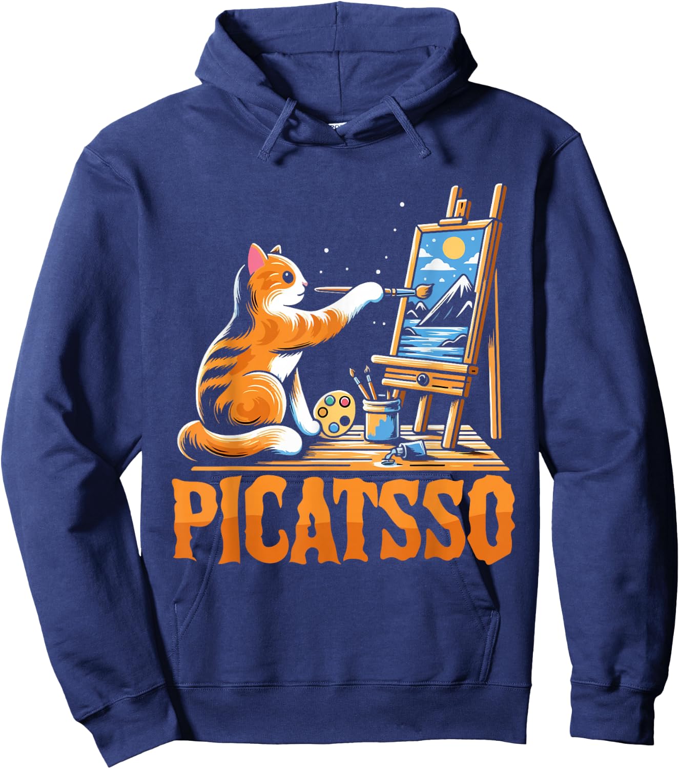 Funny Art Teacher Appreciation Gift - Picatsso - Cat Lover Hoodie - Hoodie | Navy