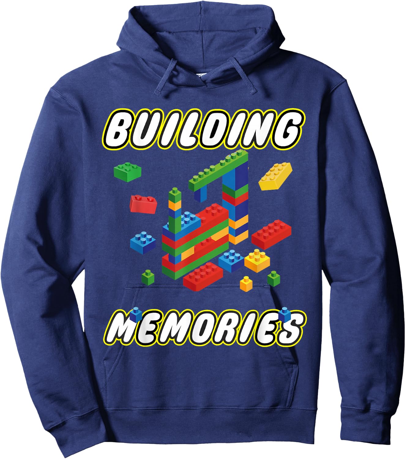 Building Memories Building Bricks Construction Builder Hoodie - Hoodie | Navy