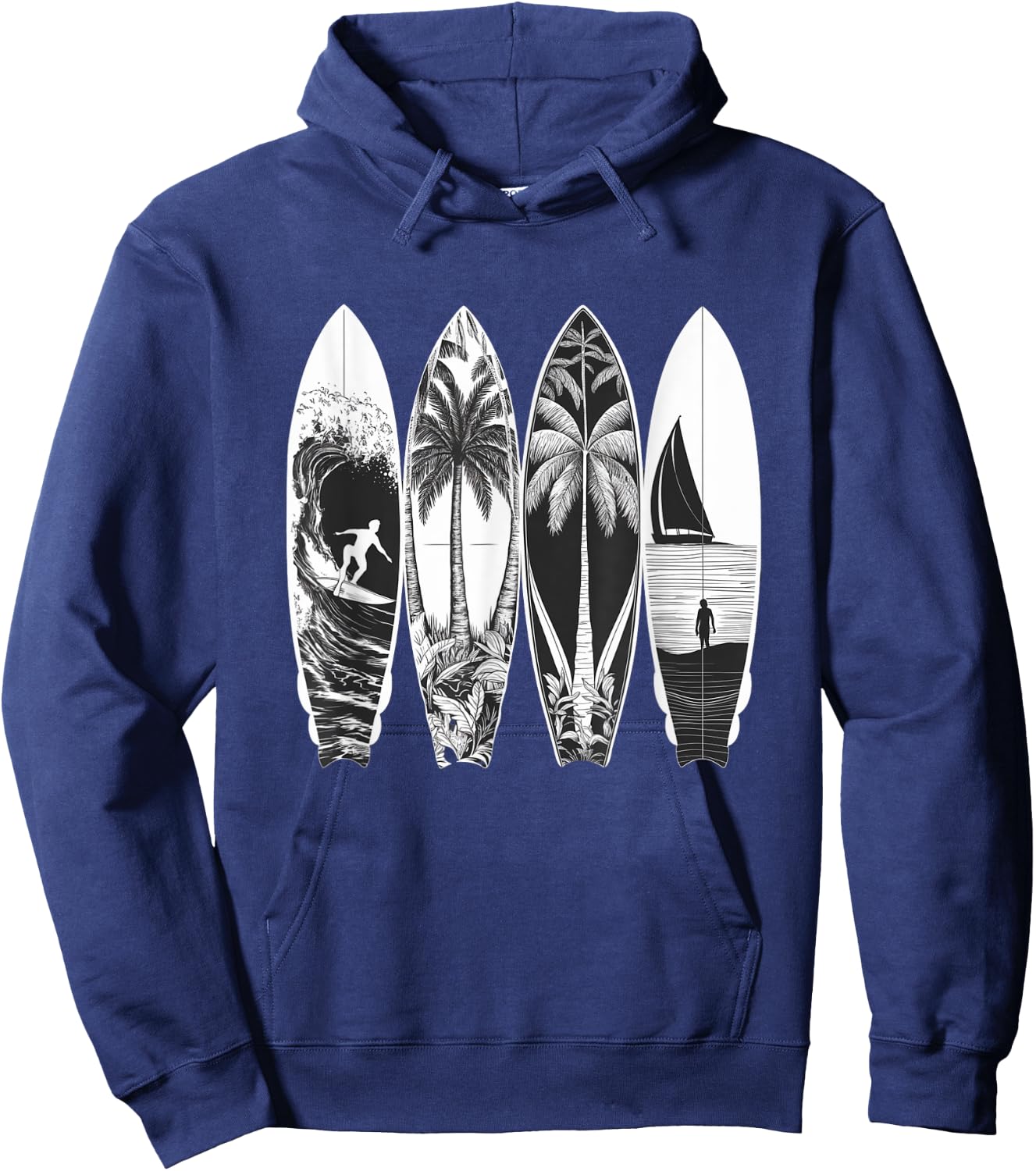 Vintage Surfer Classic Surfing Retro Surfboard Surfboarder Hoodie - Hoodie | Navy